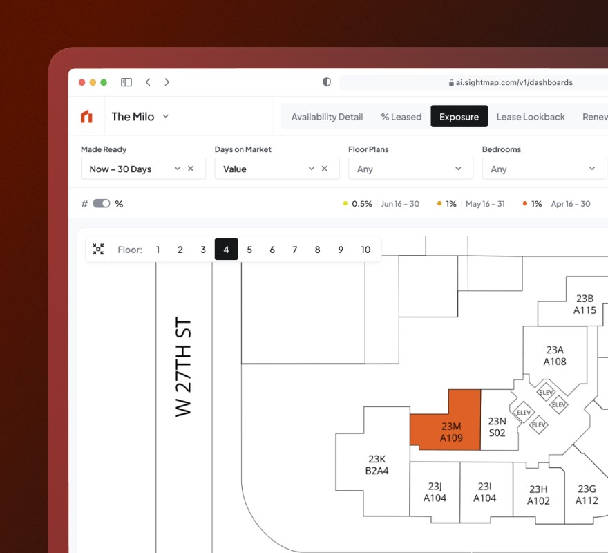 Close-up of filters and topic selector controls.