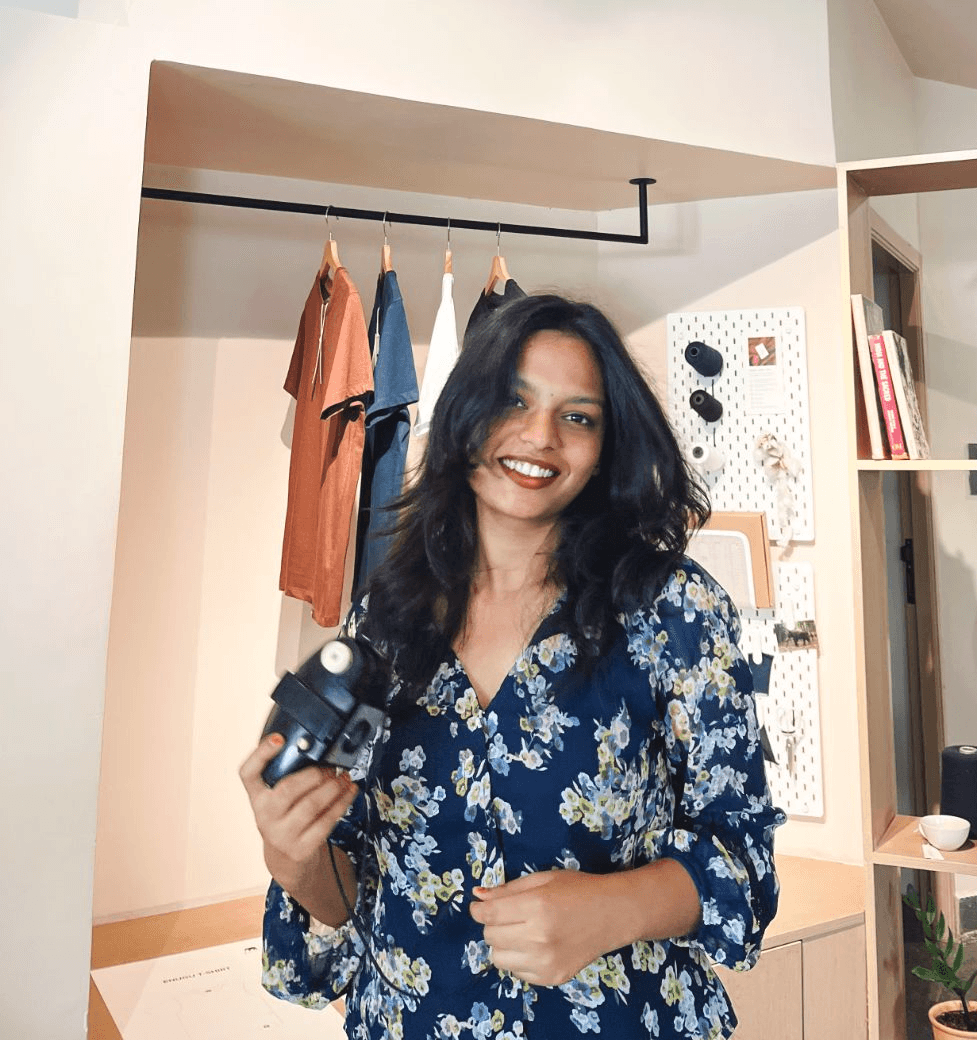 Cheerful woman at desk