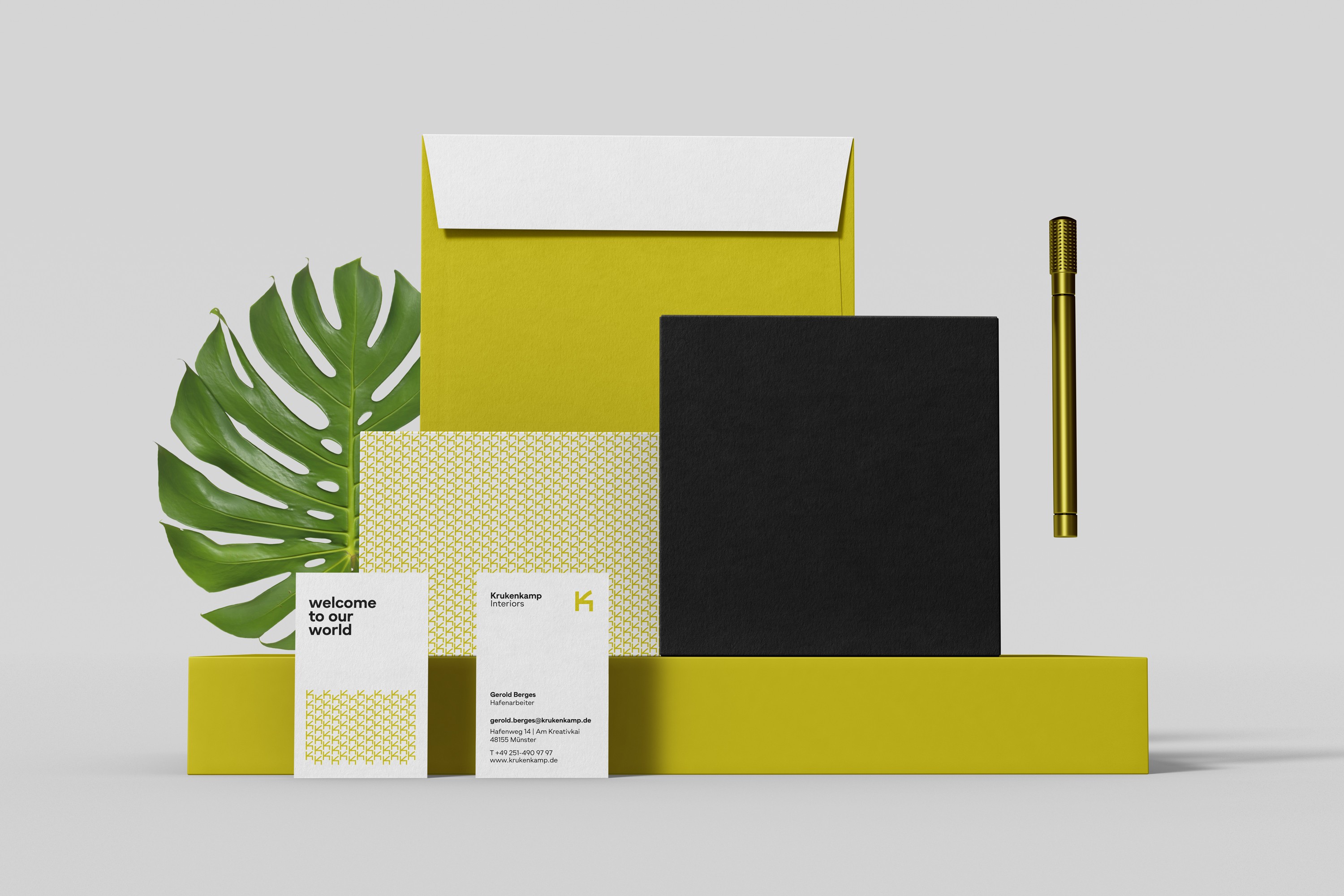 Corporate Design Poster für Krukenkamp – mutige Farbgebung in Gelb