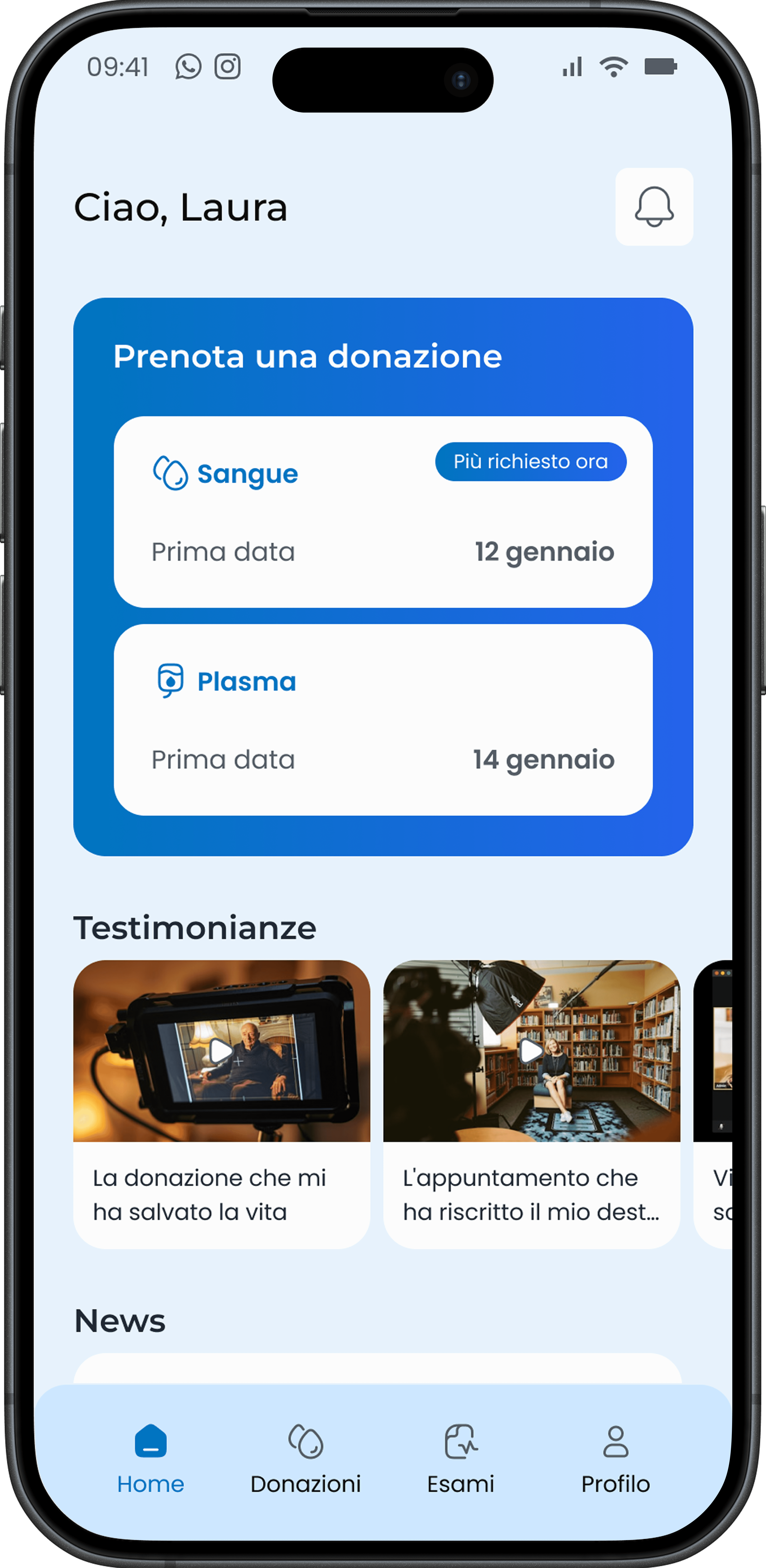 Mockup of the app homepage