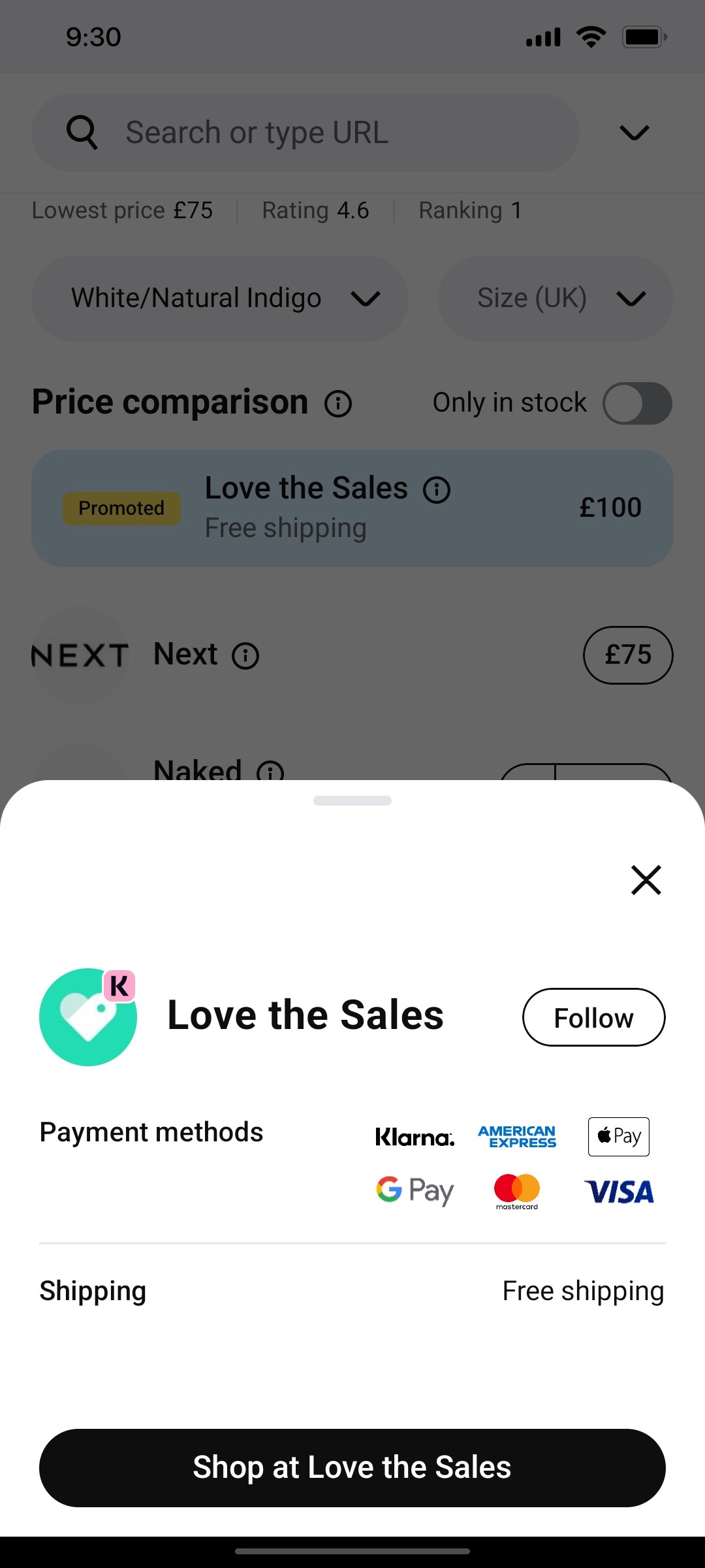 Klarna Shop at Love the Dales page Screen