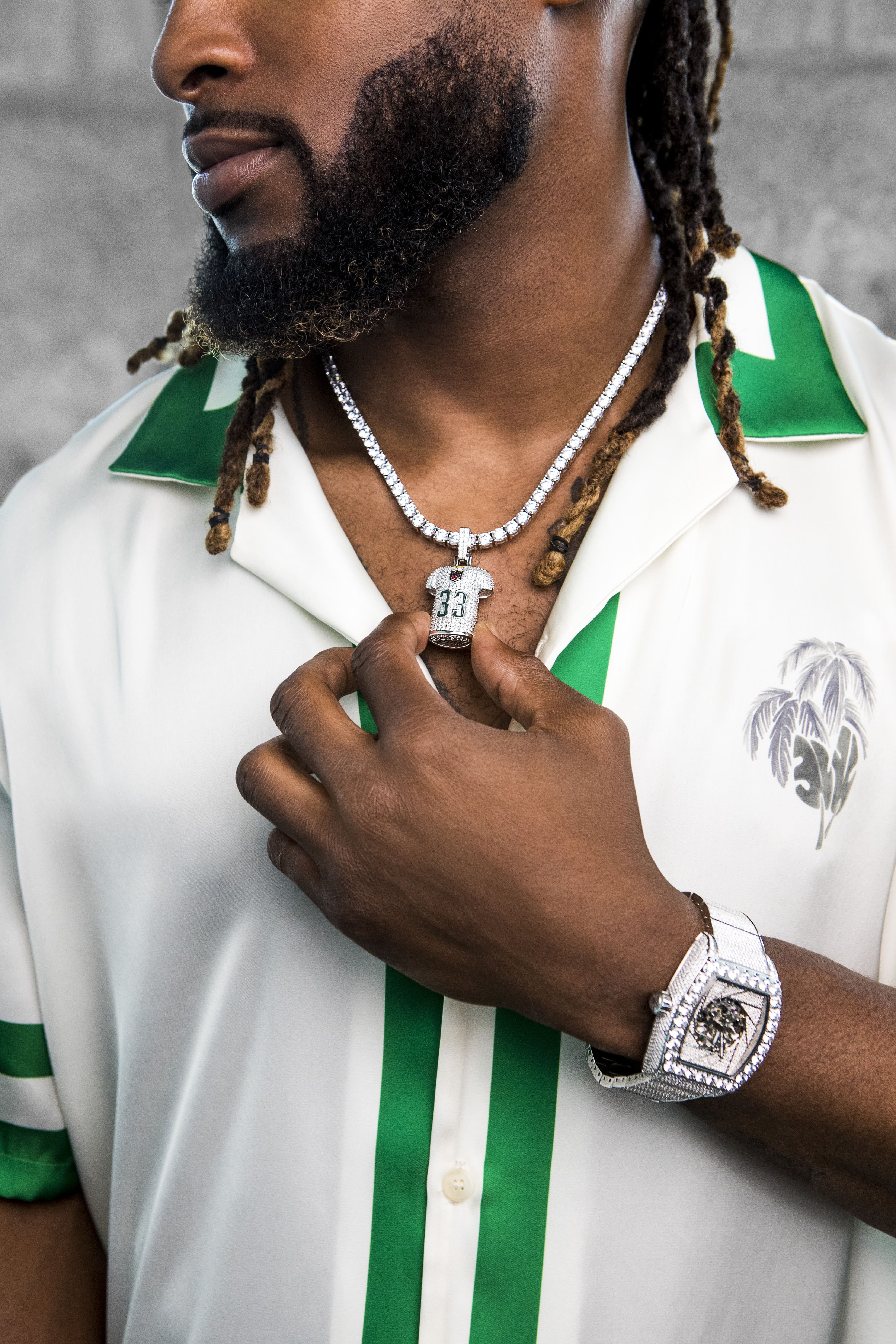 Aaron Jones NFL- Shop Gld styled by miami celebrity fashion stylist Steven Lassalle