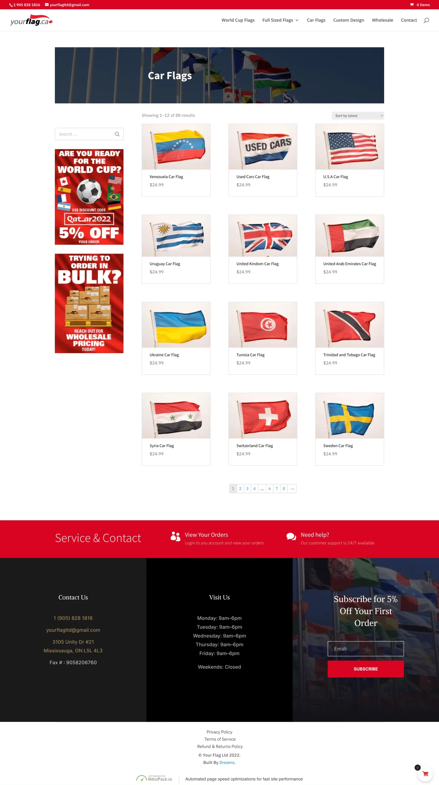 Car Flags page for yourflag website developed & designed by Dreams Agency Mississauga, Ontario