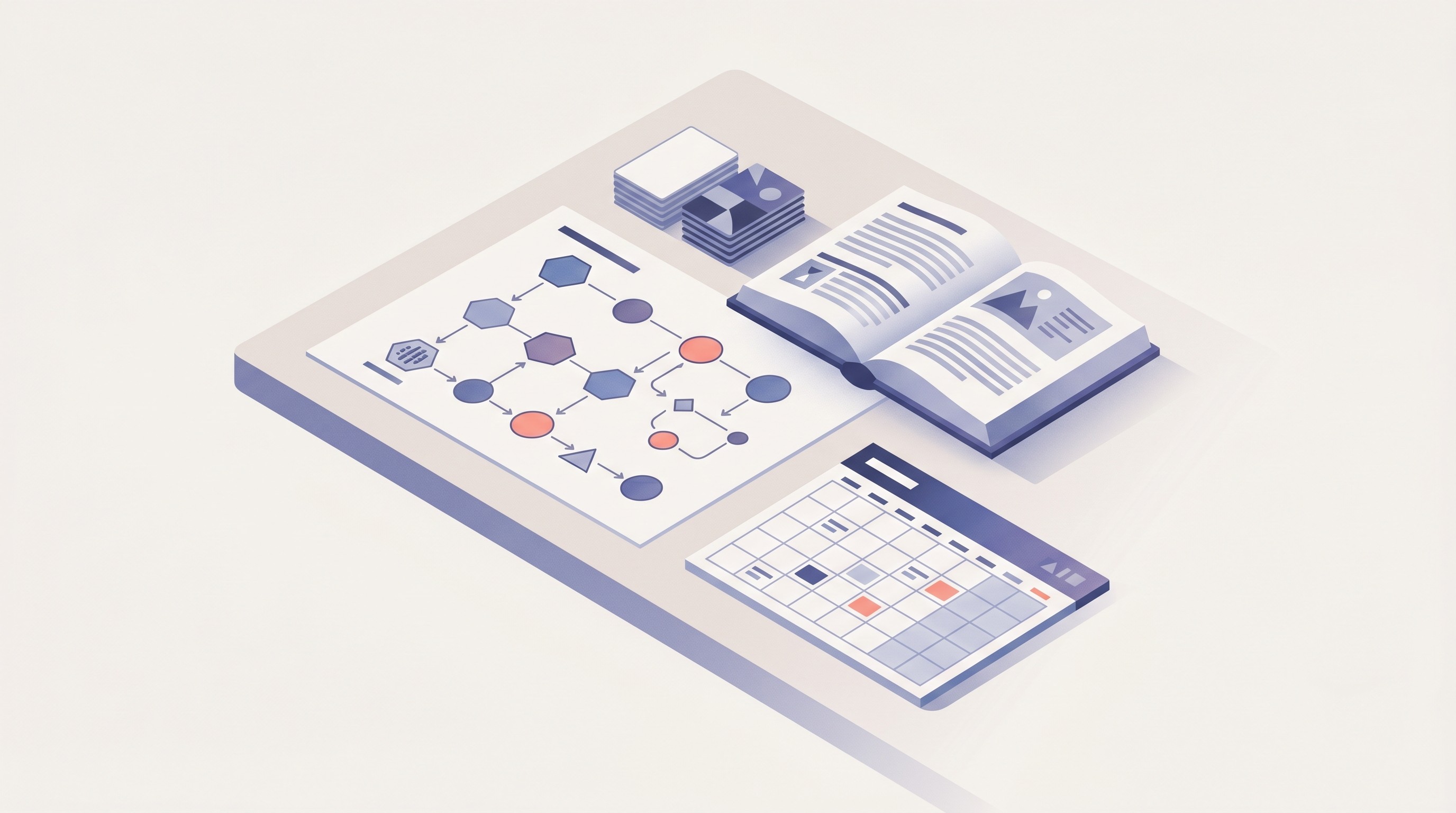 Medical student study desk with pathway chart