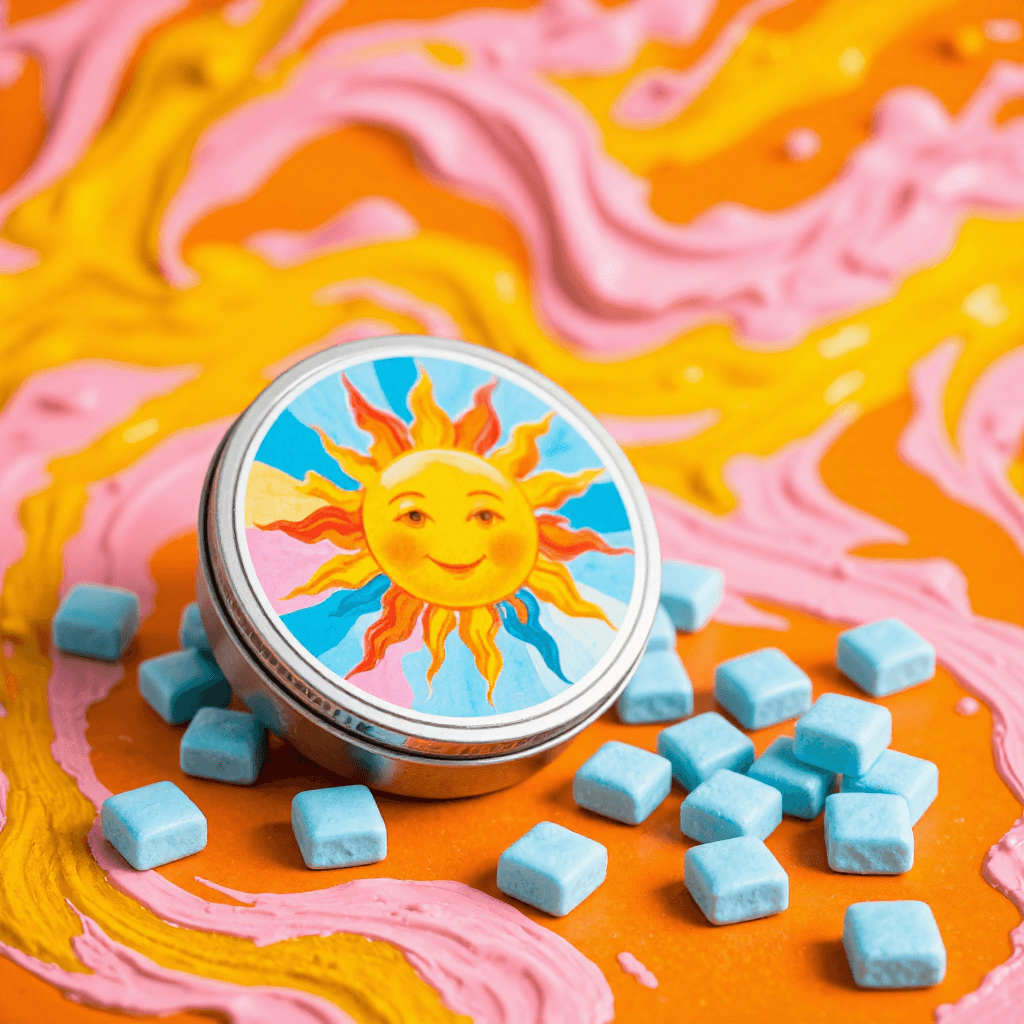 product photography of a tin of xylitol candies