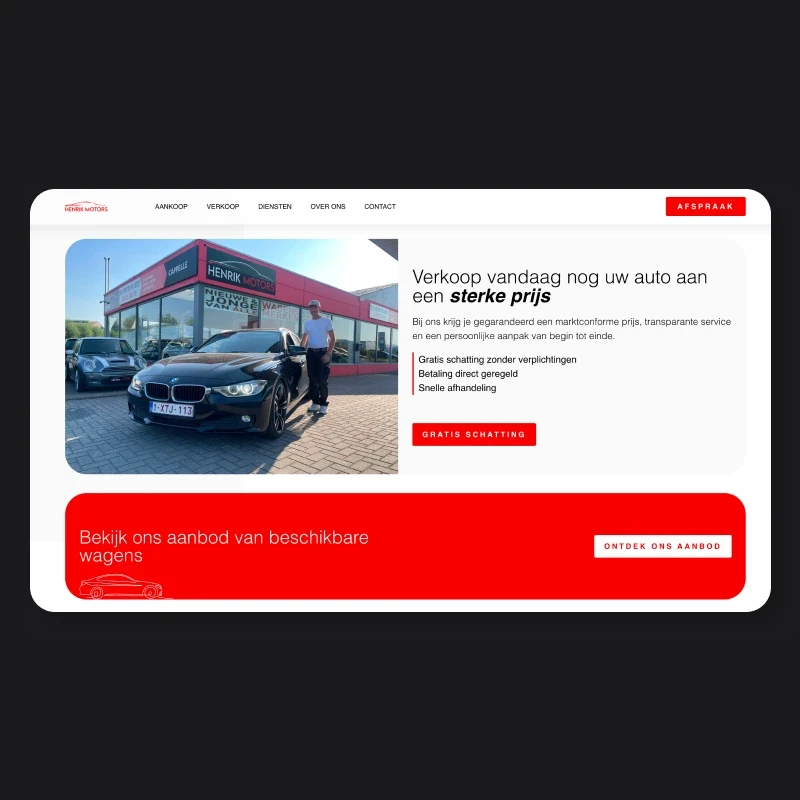 Heph Studios portfolio item henrik motors. Website laten maken oostende - item 2