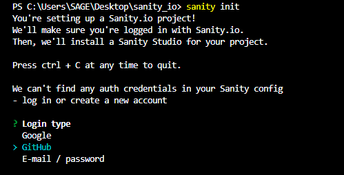 sanity.io project set up