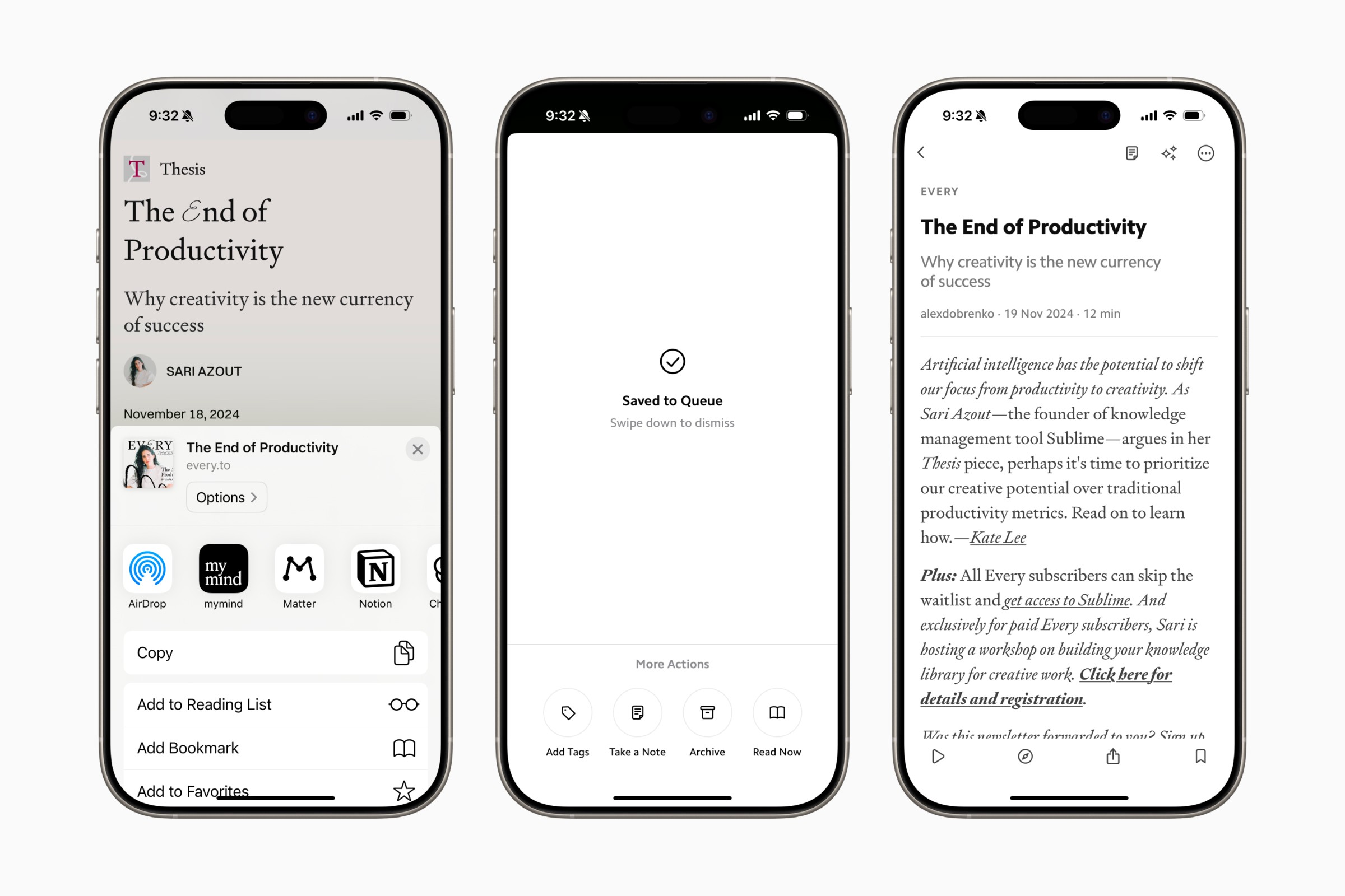 Matter's share extension on iPhone