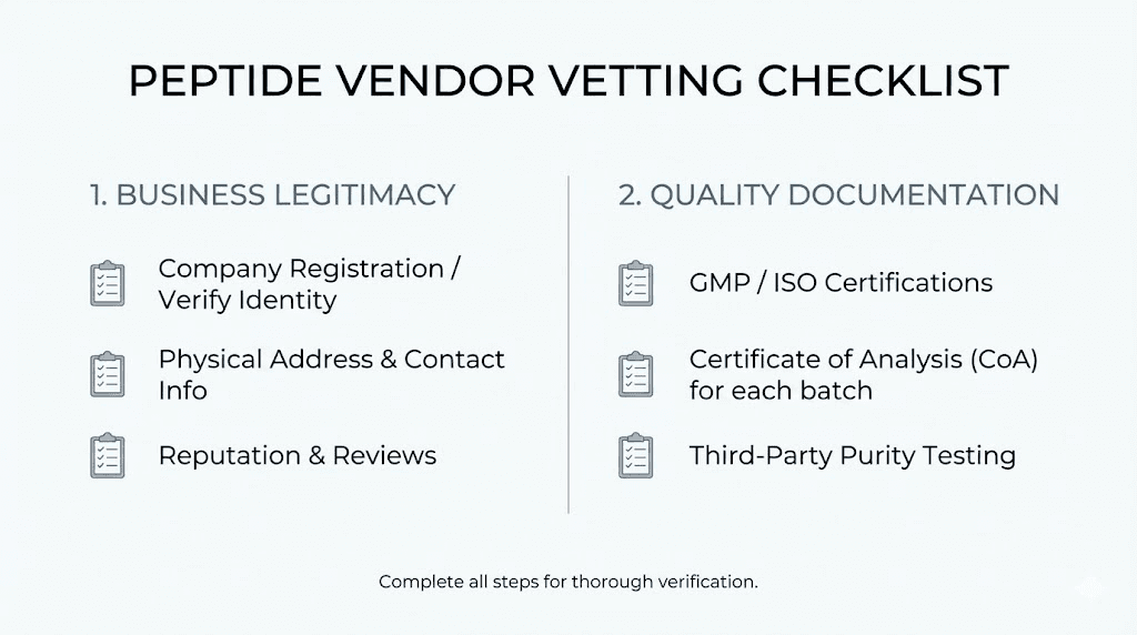 Peptide vendor vetting checklist for researchers