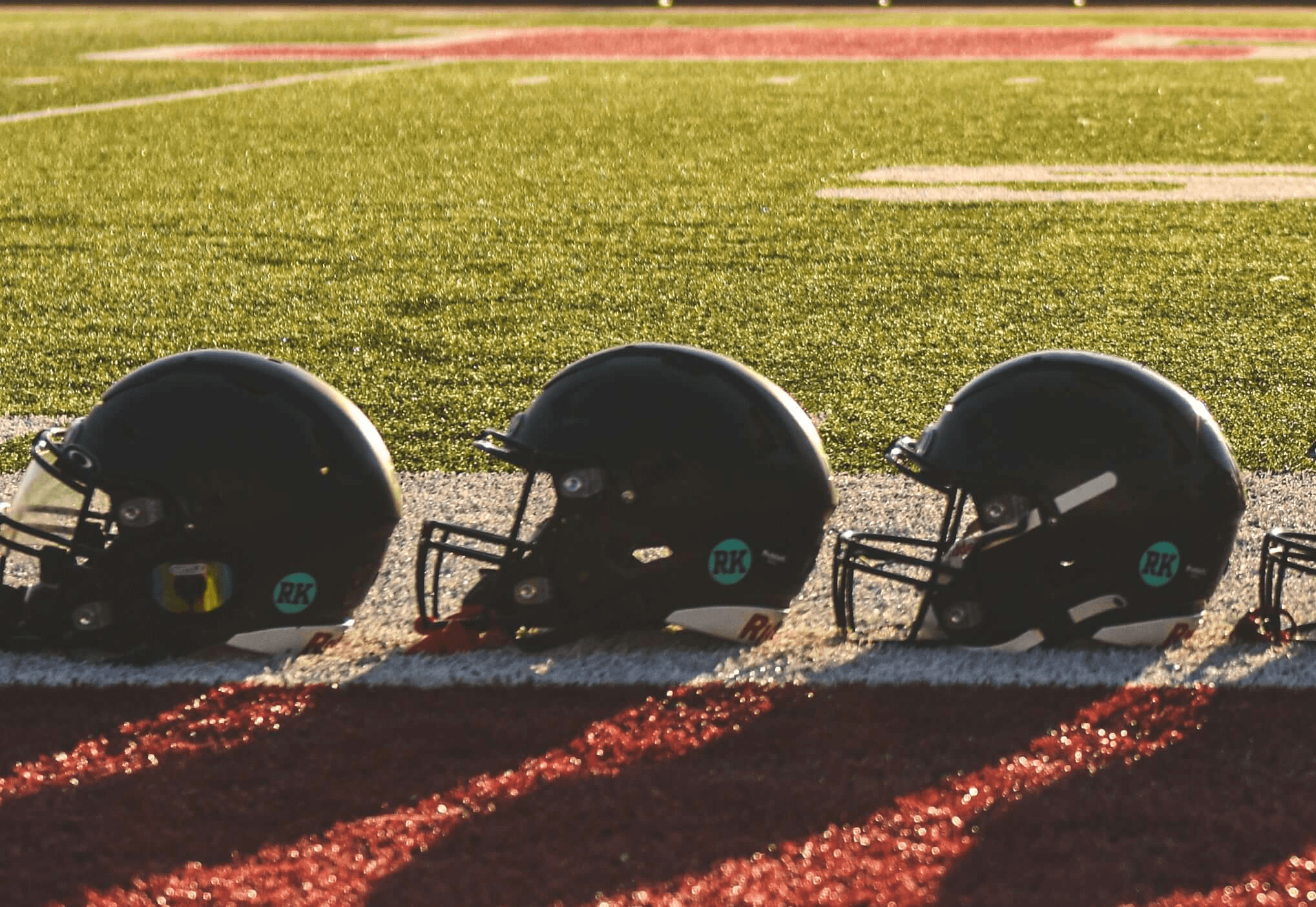 football helmets, field