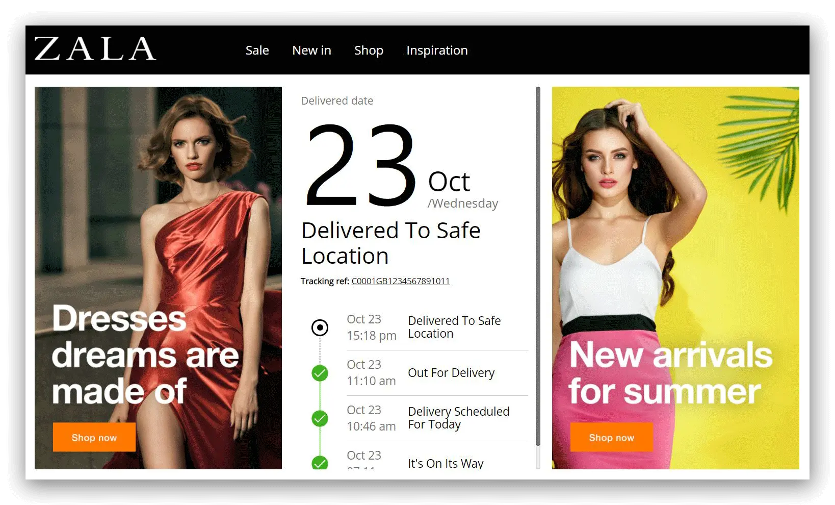Zara branded tracking dashboard