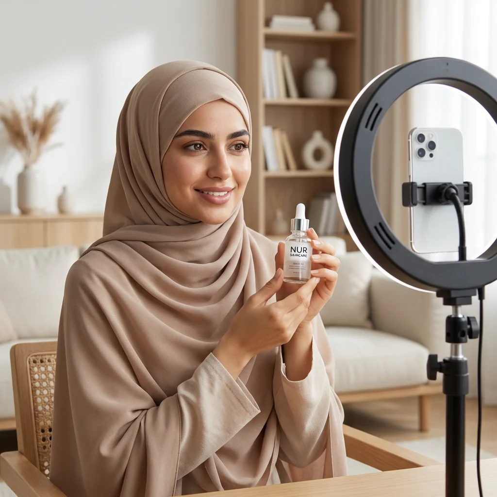 Professional team at a Muslim influencer marketing agency working on a campaign.