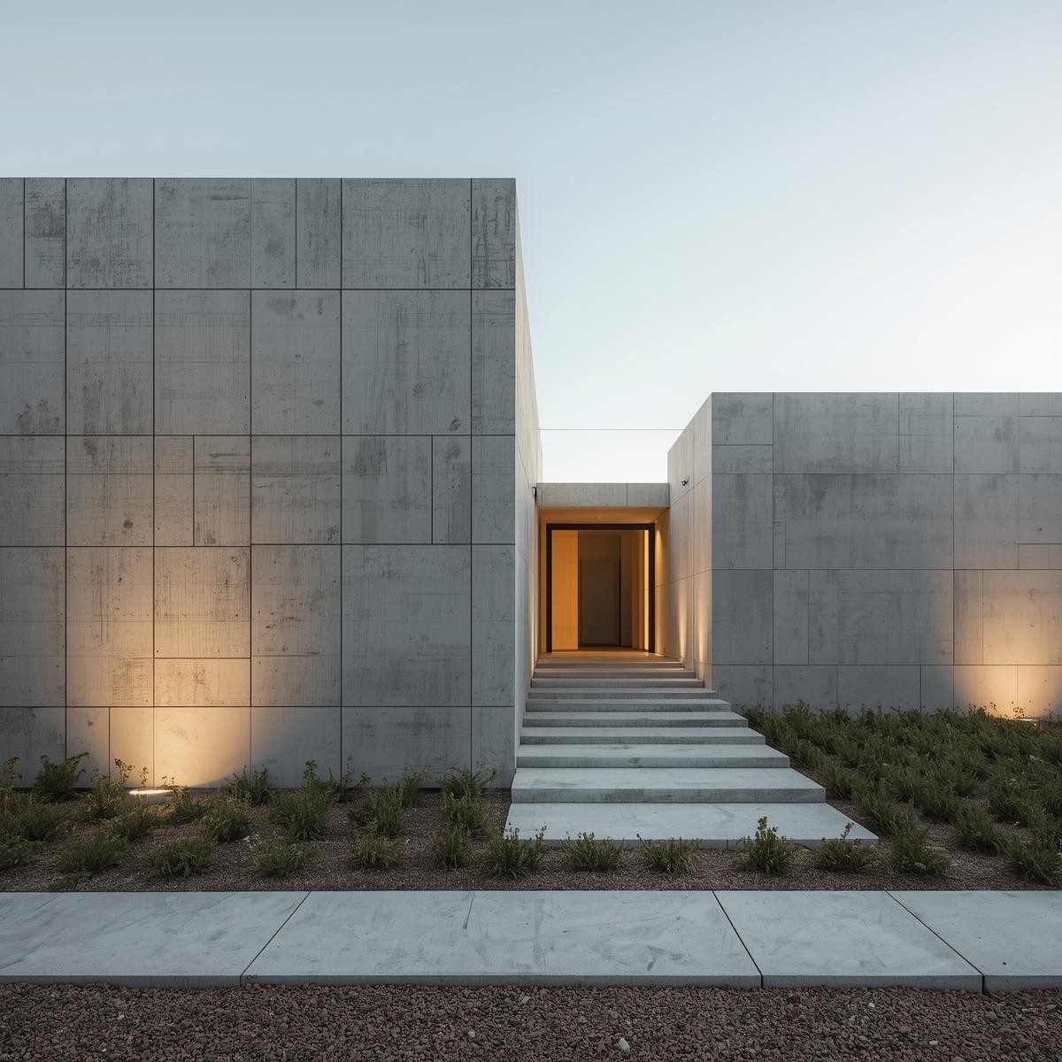 Japanese minimalist home with geometric grid layout and natural wooden interiors.
