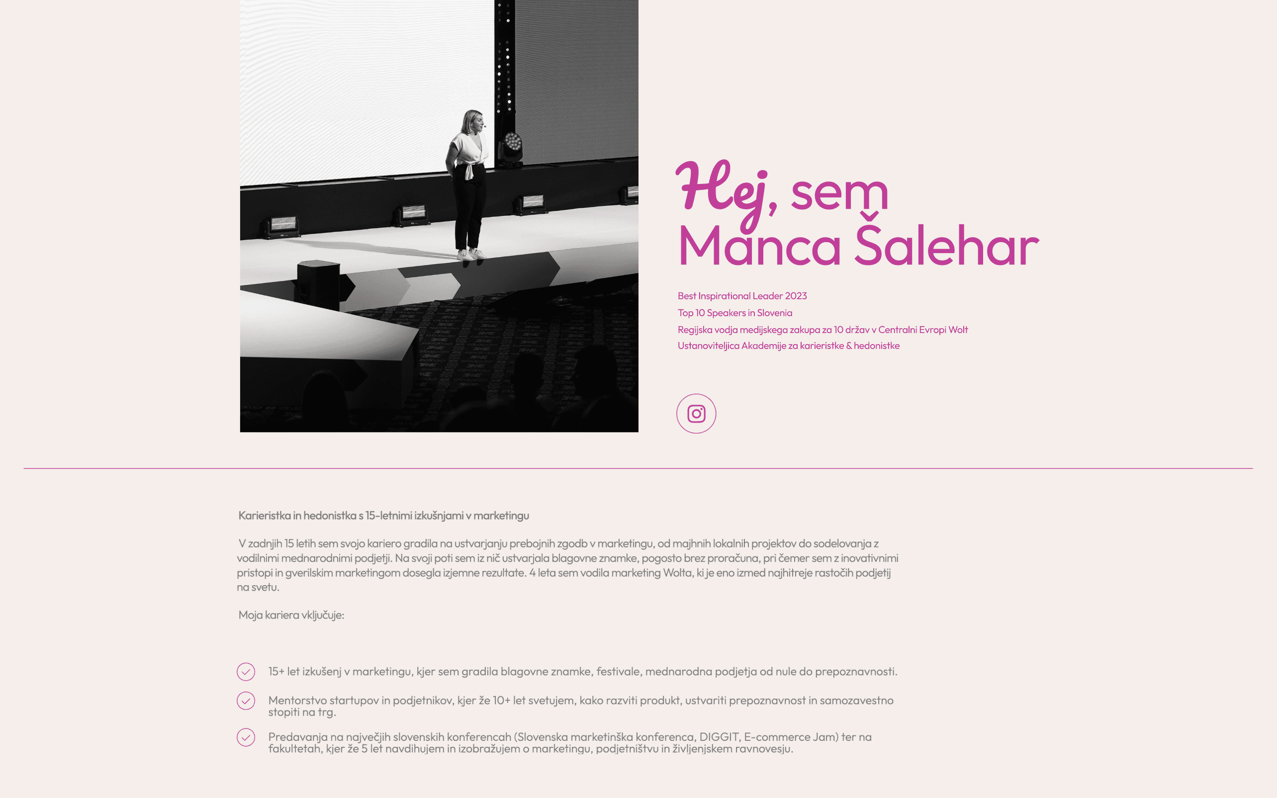 Hej, sem Manca Šalehar — landing page