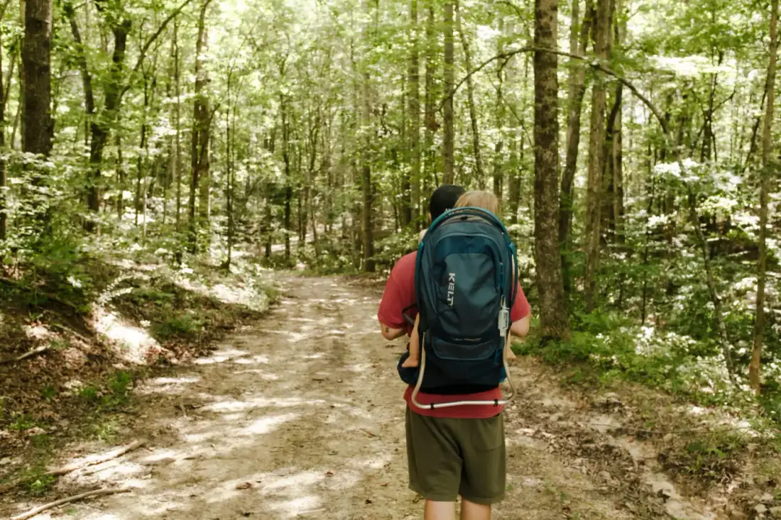 Man and a child hiking
