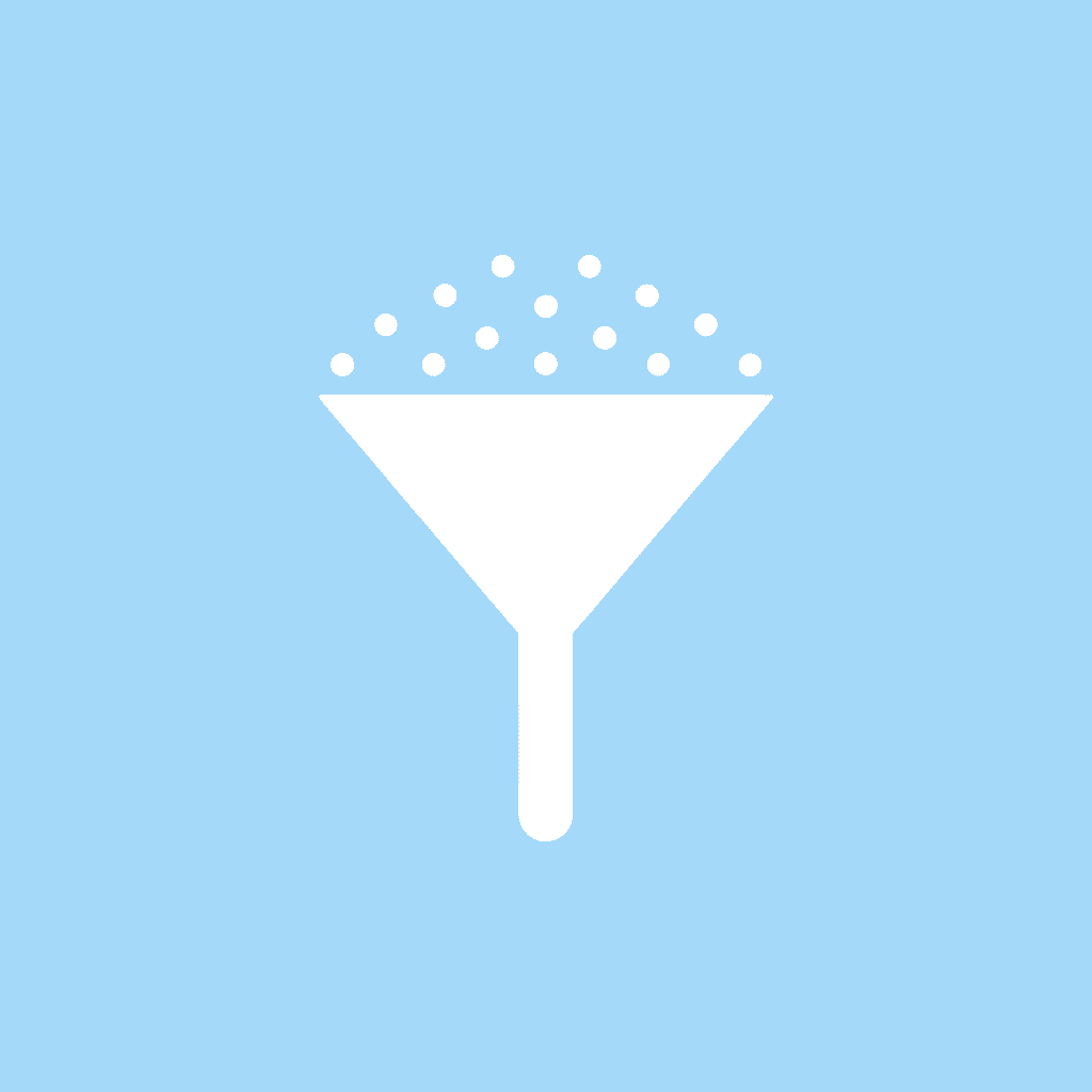 Funnel showing multiple data sources flowing in and distilling into a single actionable insight