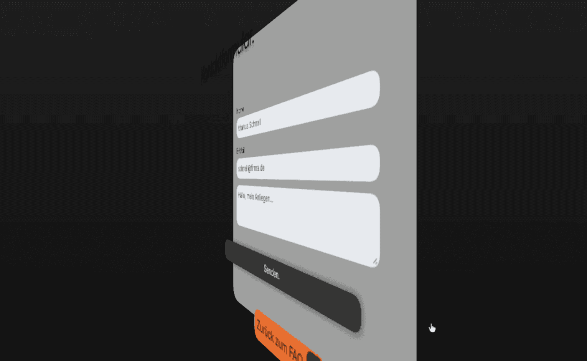 Kontaktformular Sektion Screenshot