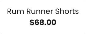 A small clipped screenshot of a Levitate website that reads: Rum Runner Shorts $68.00