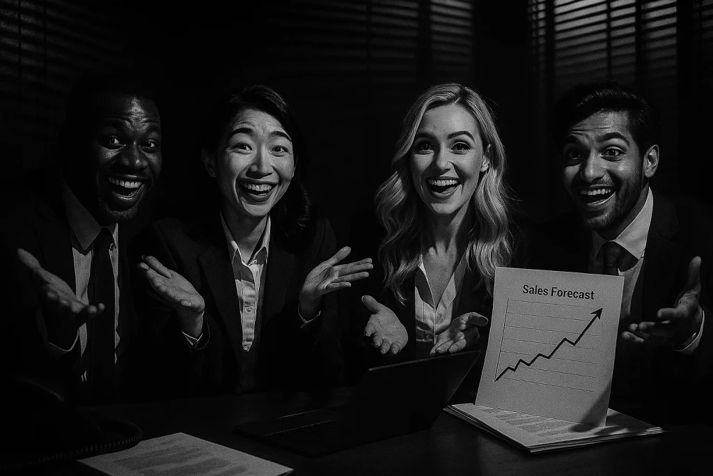 happy sales and marketing team after surprise success