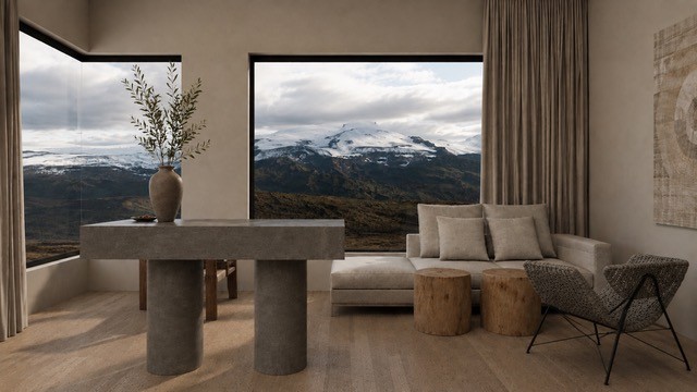 seating area in elegant hotel room