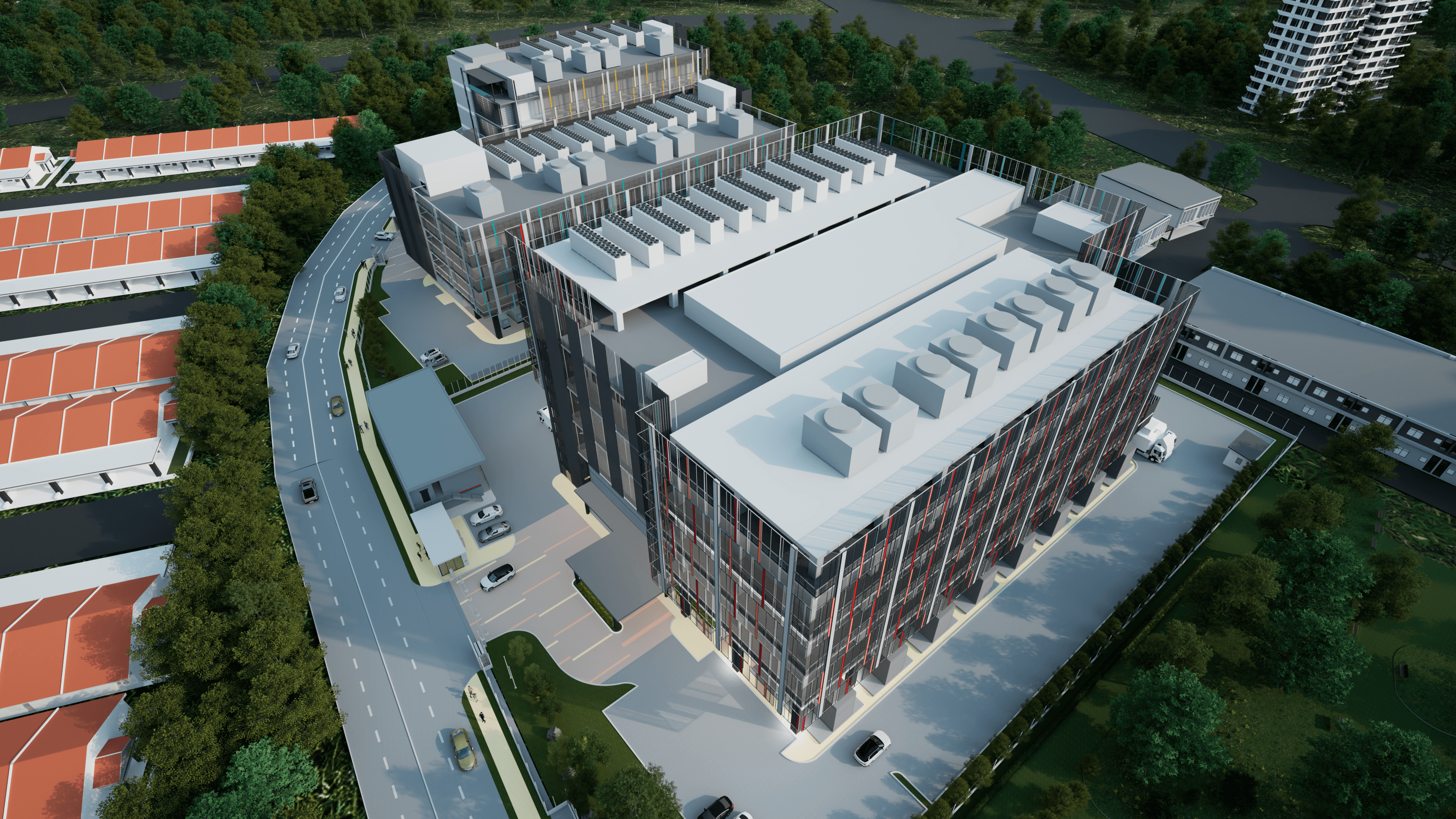 Exterior view of EX1 & EX2 Data Centre project by Asima Architects