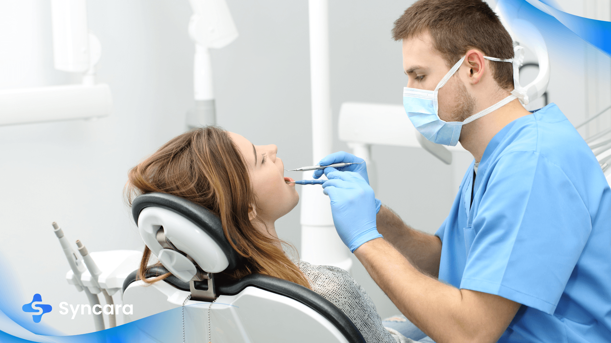 dentist working on a patient's teeth in a modern dental clinic in Vaughan, Ontario.