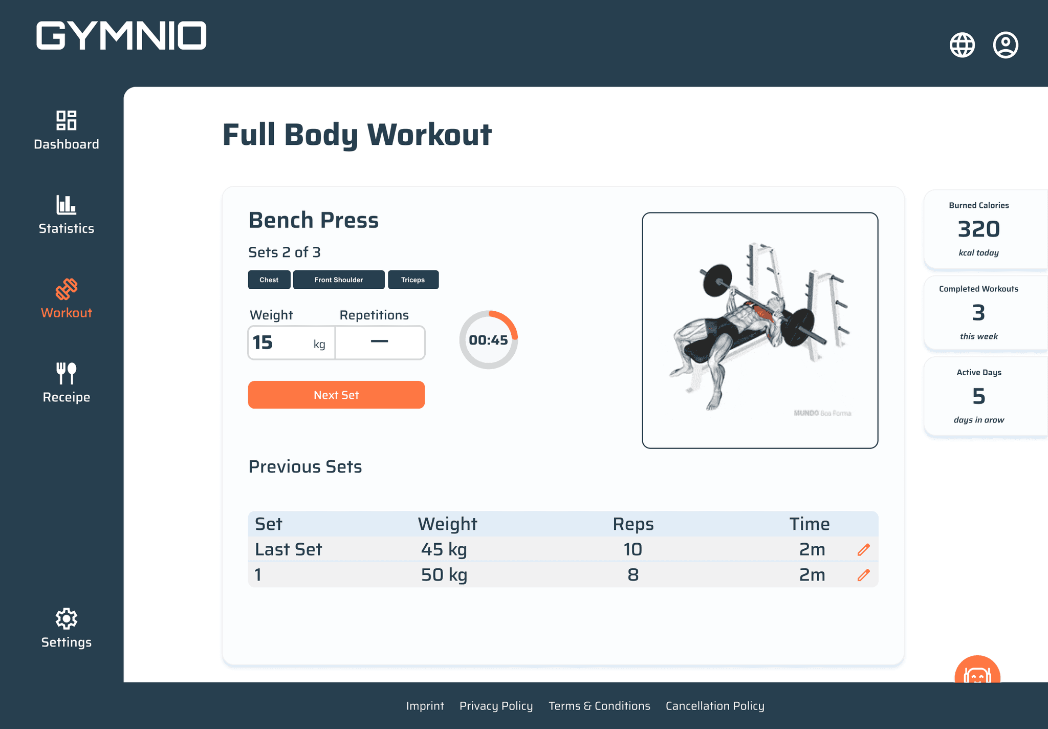 High-Fidelity-Design der Workoutseite