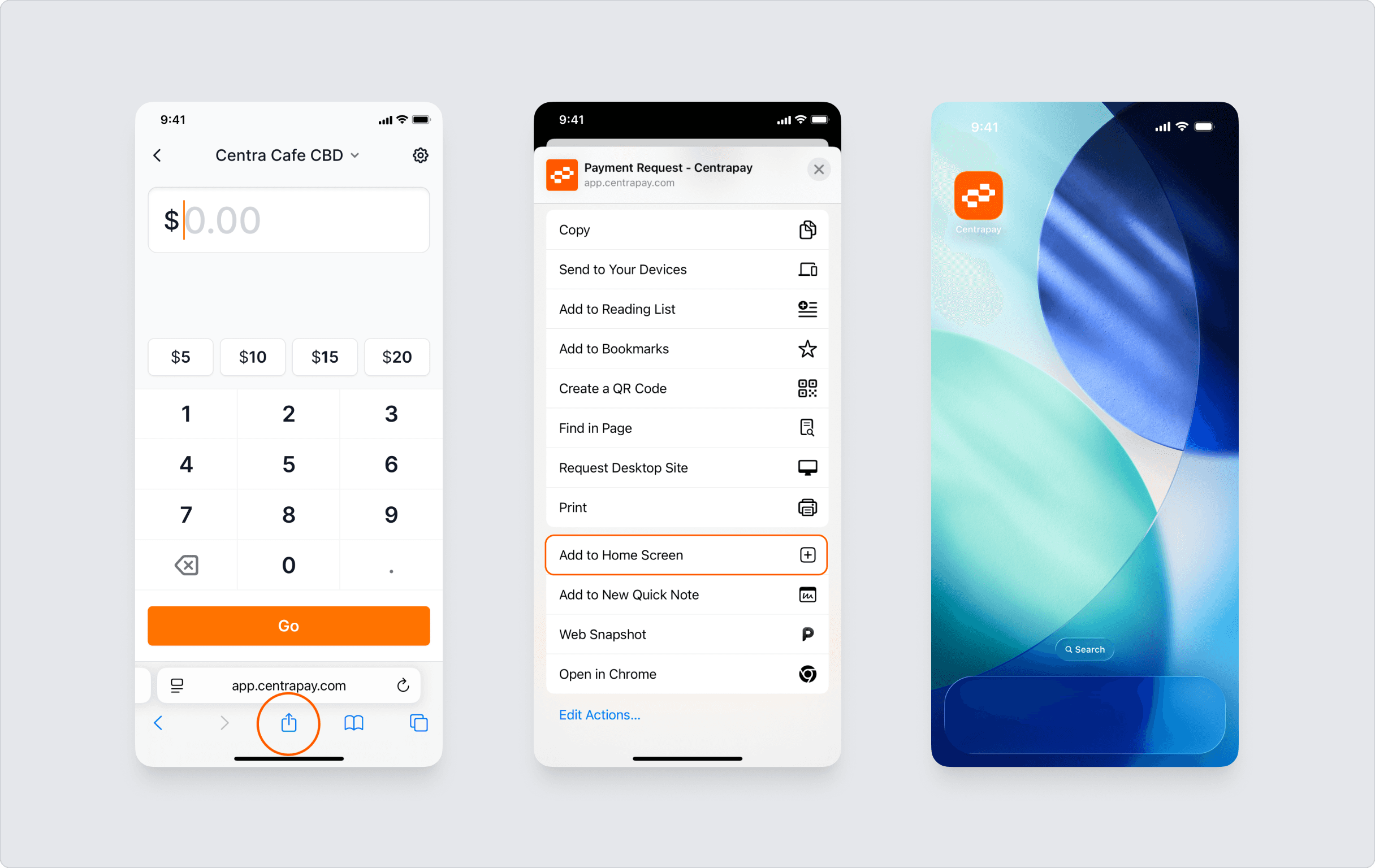 Save to home screen