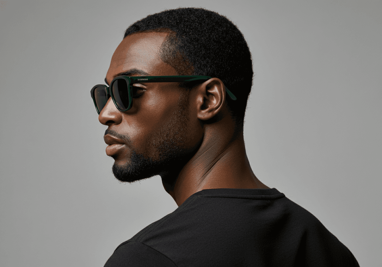 Portrait shot of a man wearing black sunglasses.