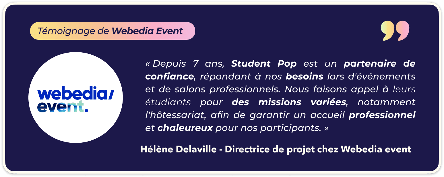 témoignage Webedia event hôtessariat