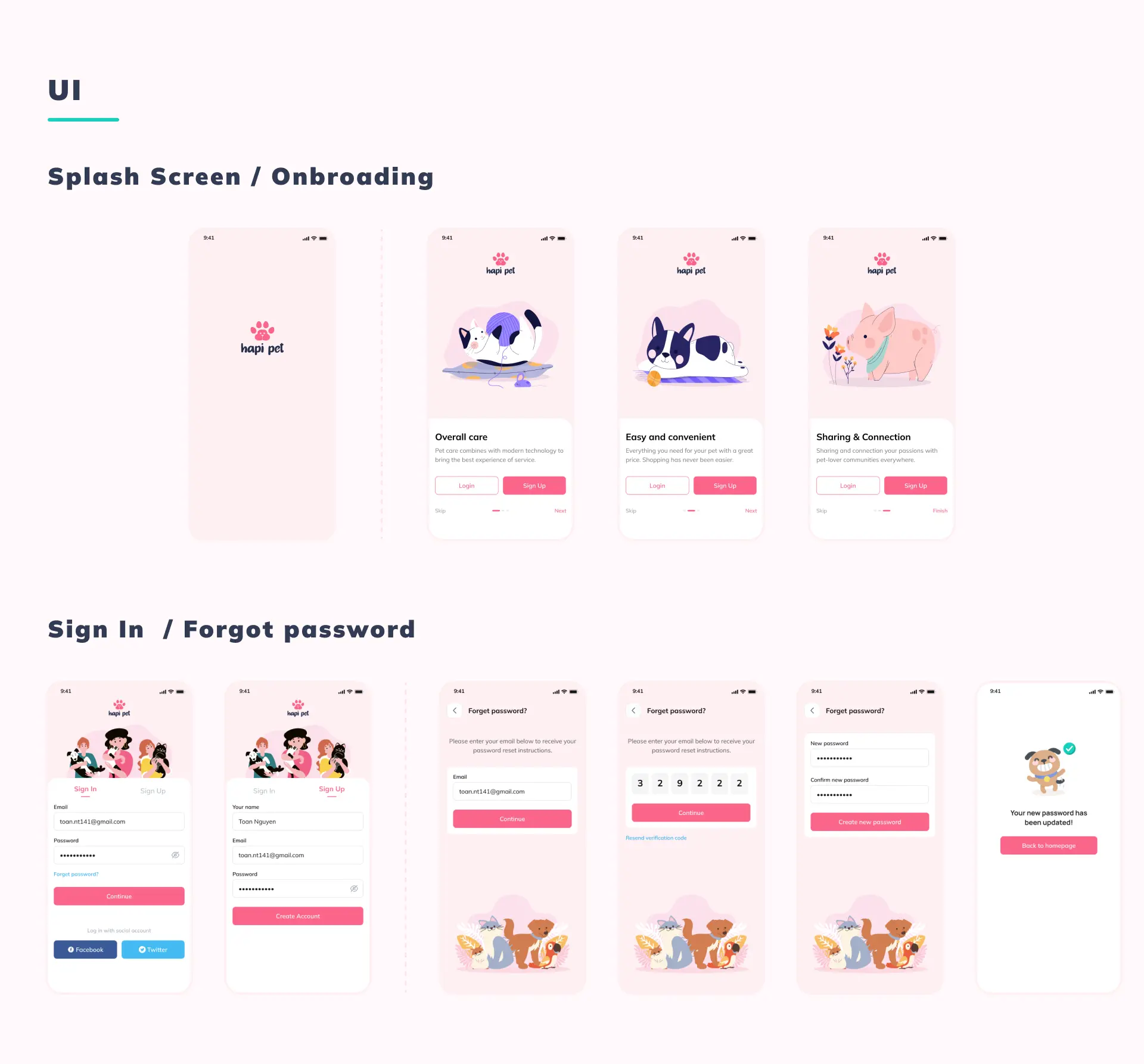 Hapi Pet Onboarding - Sign in/sign up UX UI Case Study Hapi Pet - Nguyen Tan Toan Product Design