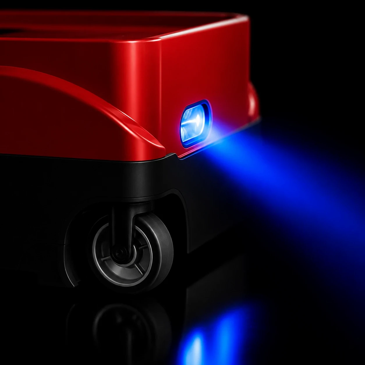 Electric order picker with blue safety warning light