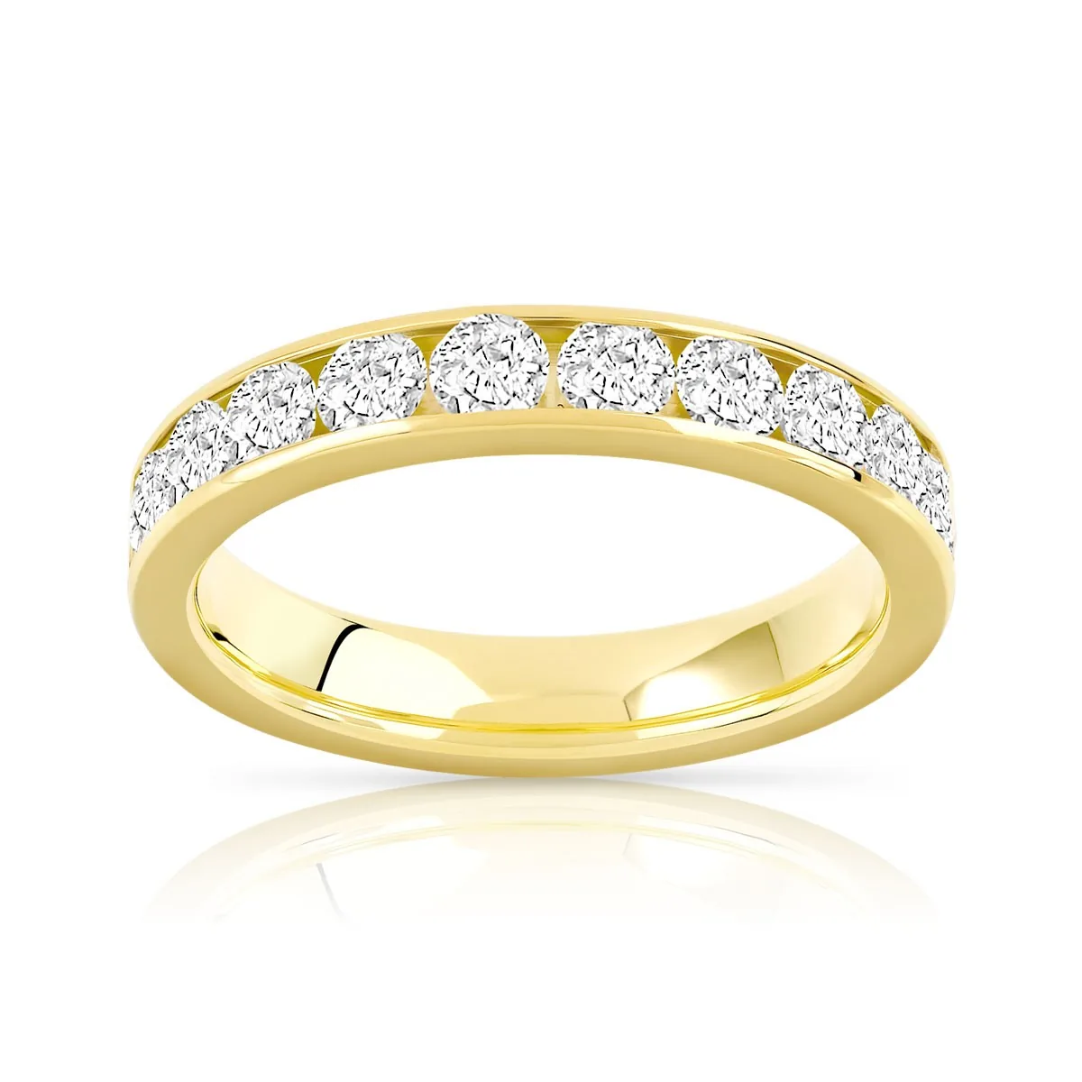 Alliance en or jaune 750 sertie de diamants