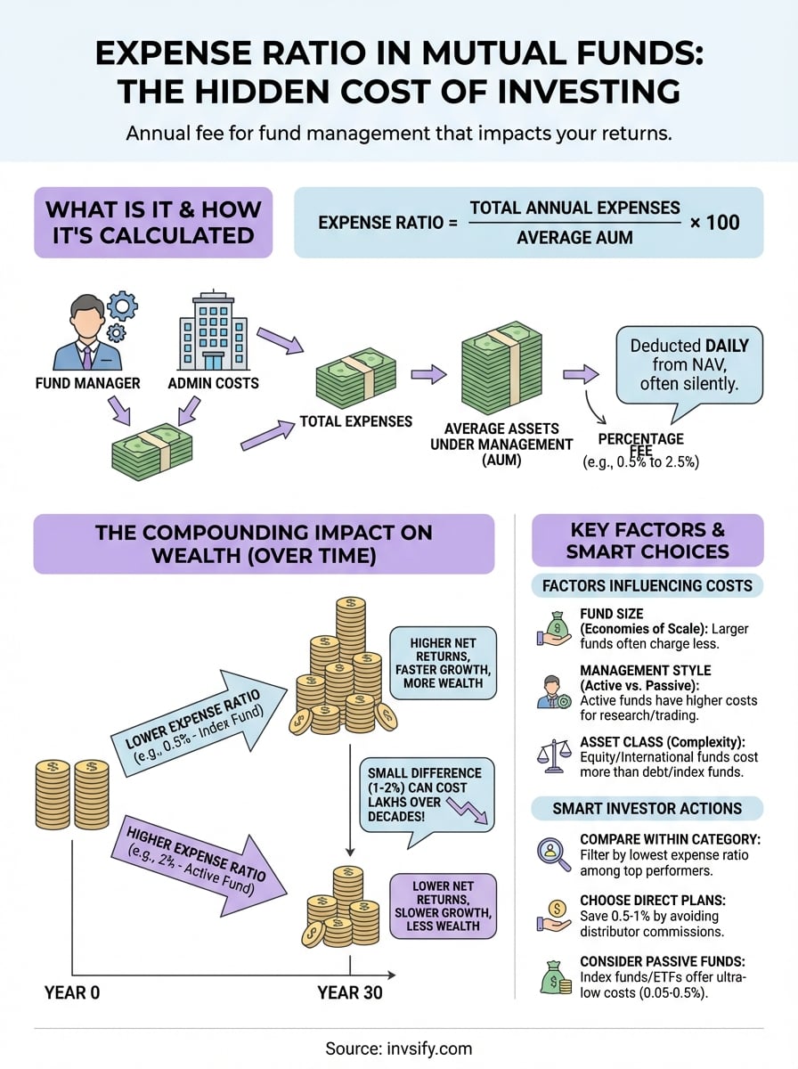 what is expense ratio in mutual funds infographic
