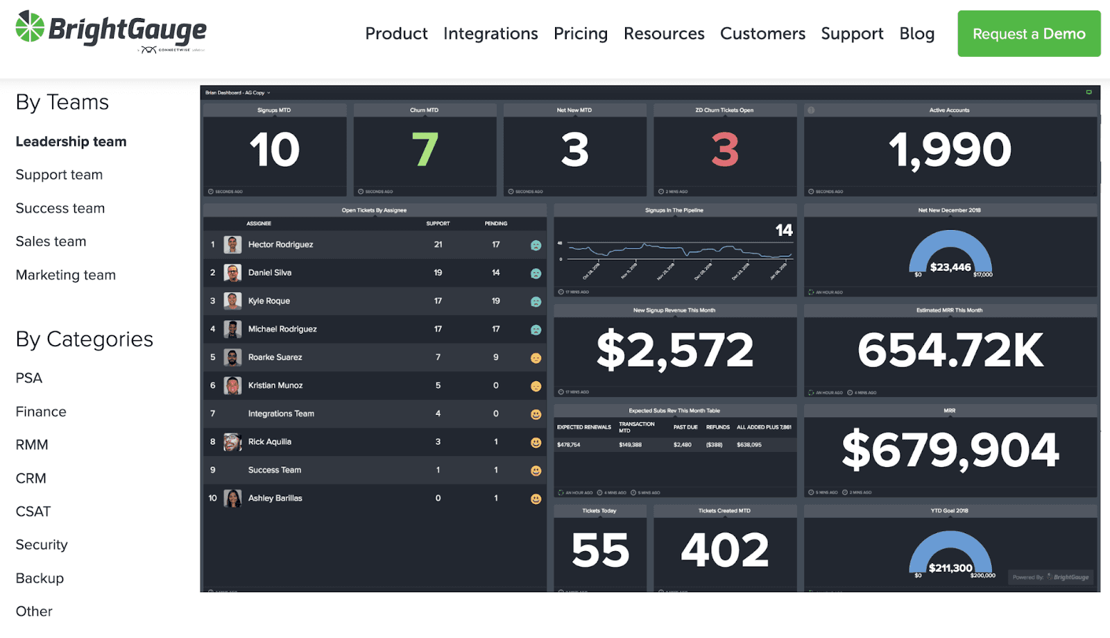 brightgauge homepage 