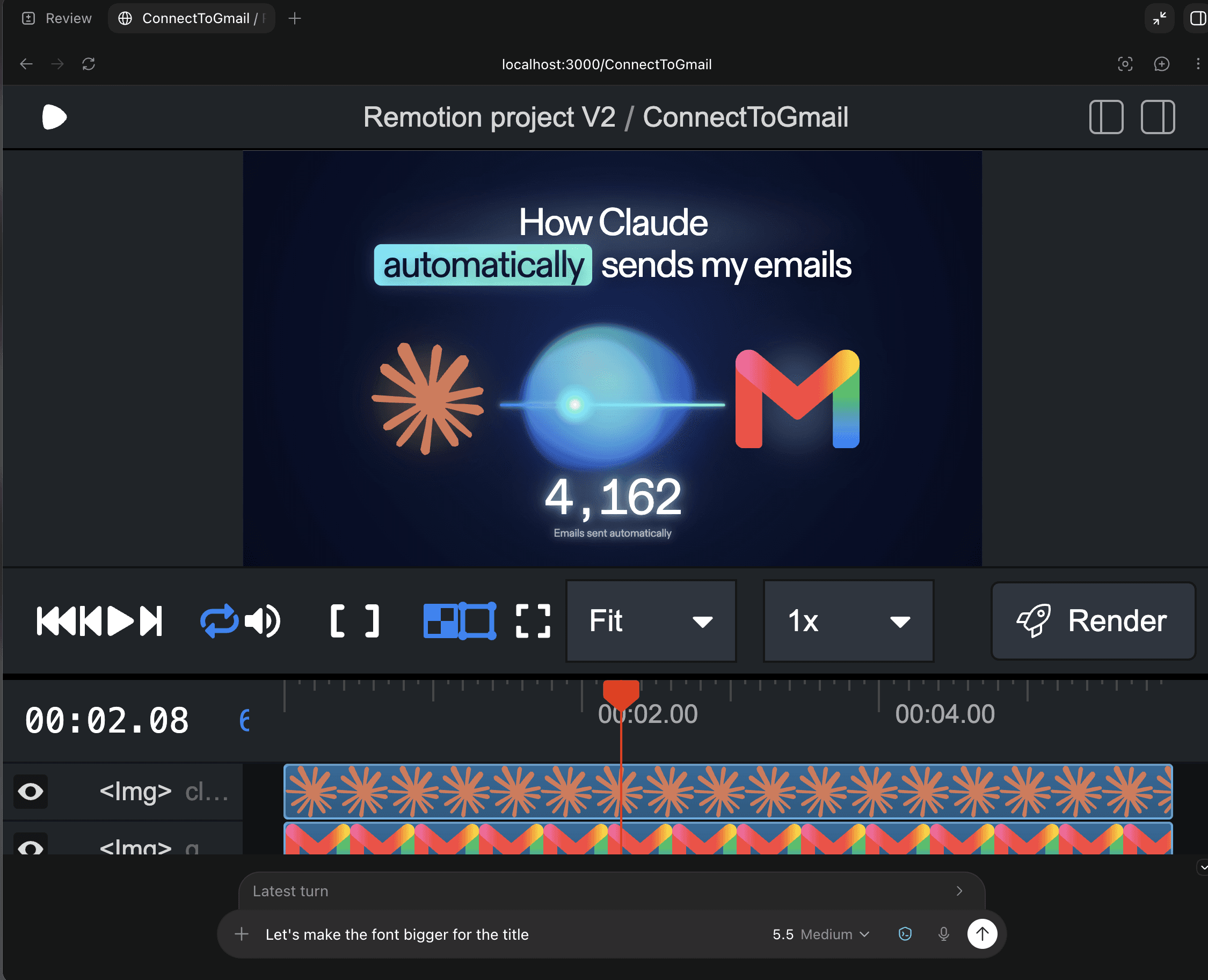 Remotion timeline video editor in Codex