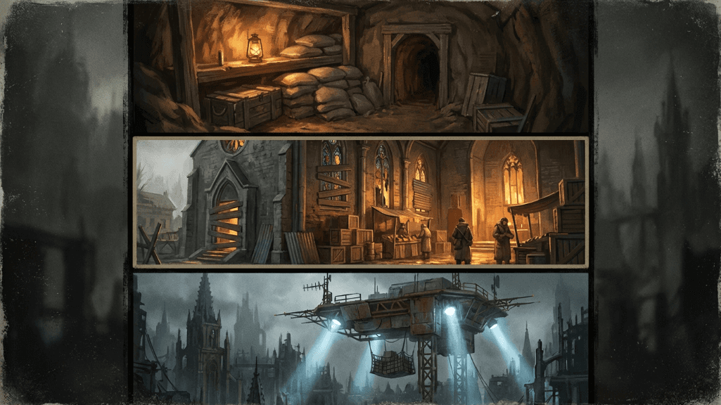 Safehouse system breakdown — types, functions (respawn, trade, crafting, income), and economic role