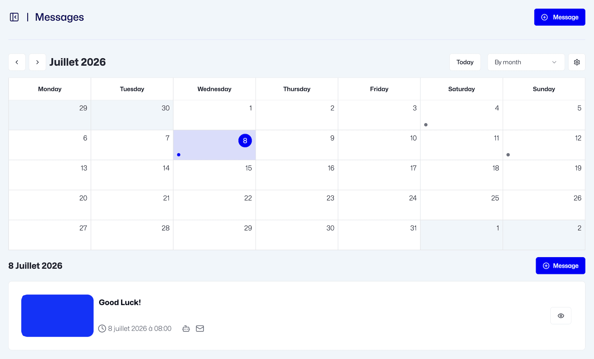 Messages: Calendar