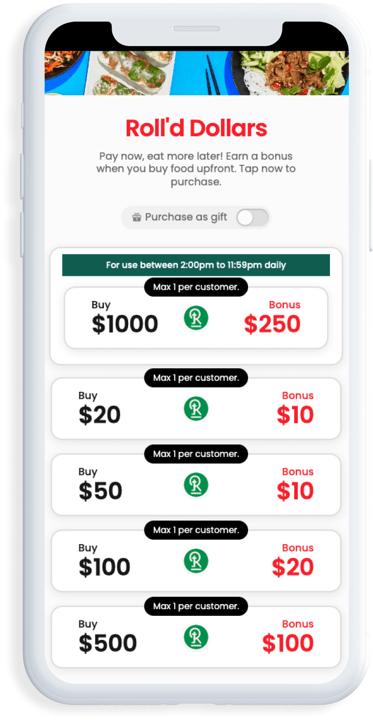 liven gifting program for restaurant