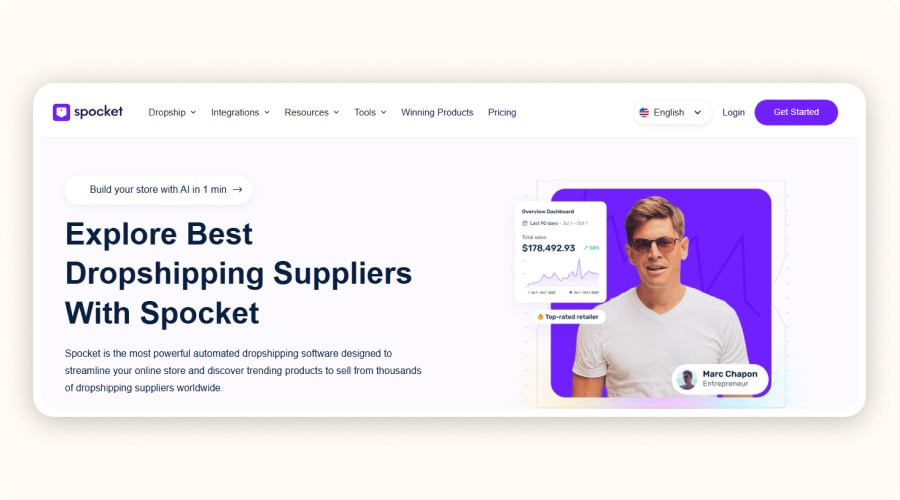 Spocket homepage