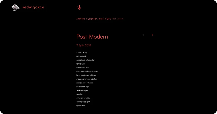 Website mockup poem detail