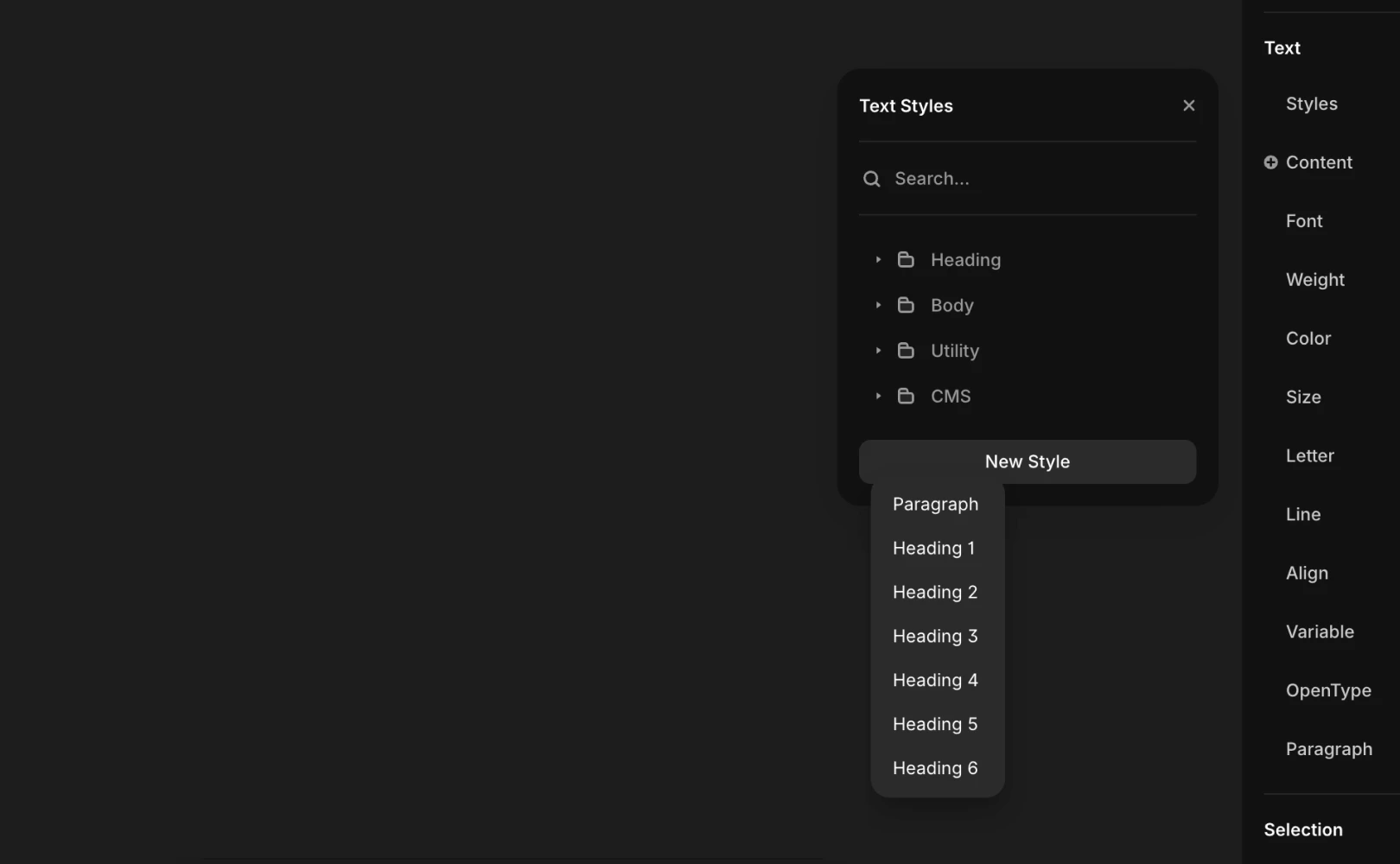 Framer에서 제공하는 p, Heading1 등의 시멘틱 태그에 대한 설명입니다.