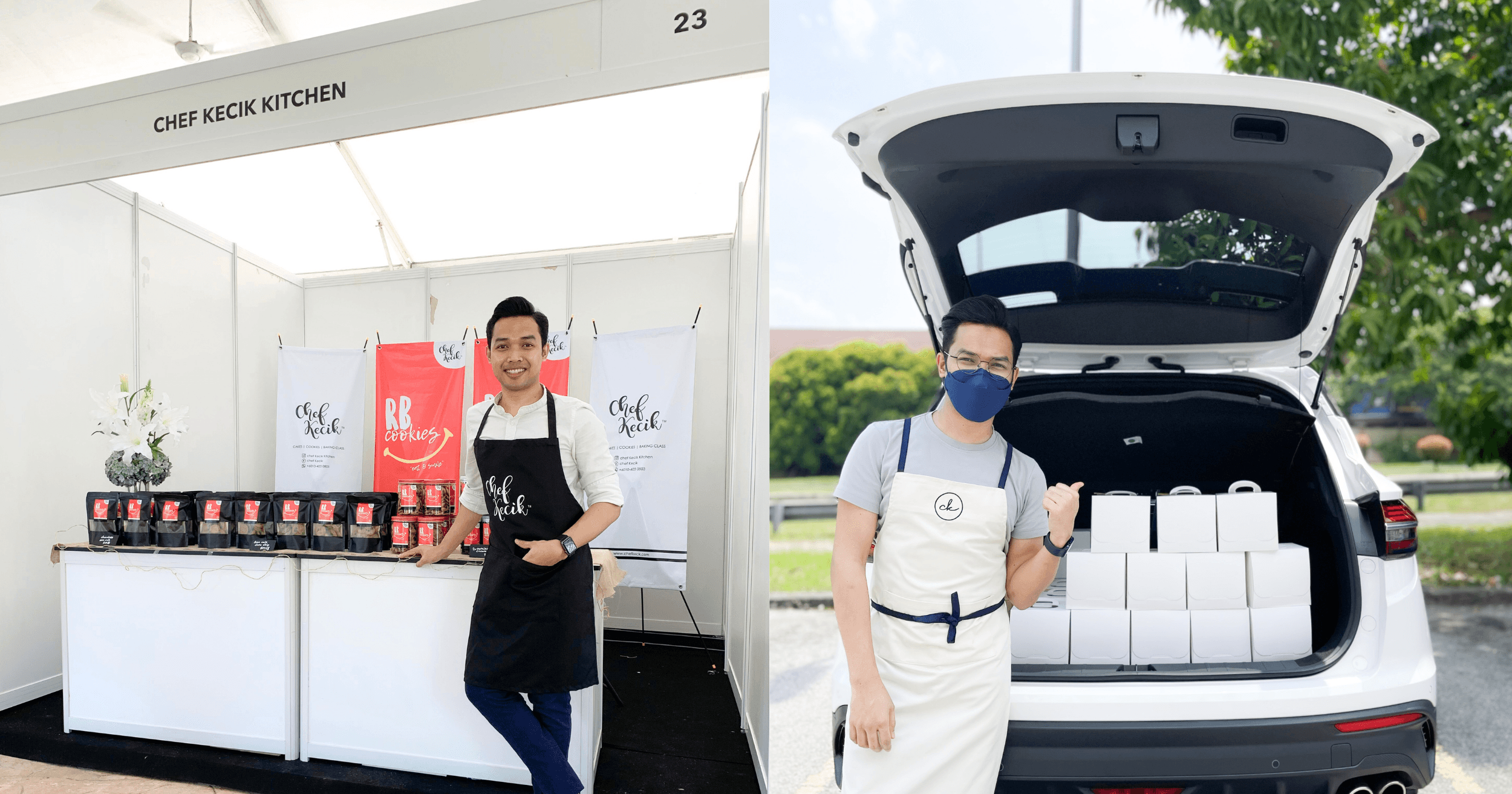 Founder cafe Chef Kecik menbina bisnes dessert nya, bermula dengan menjual brownies di pameran dan mengambil pesanan dari kawan-kawan.