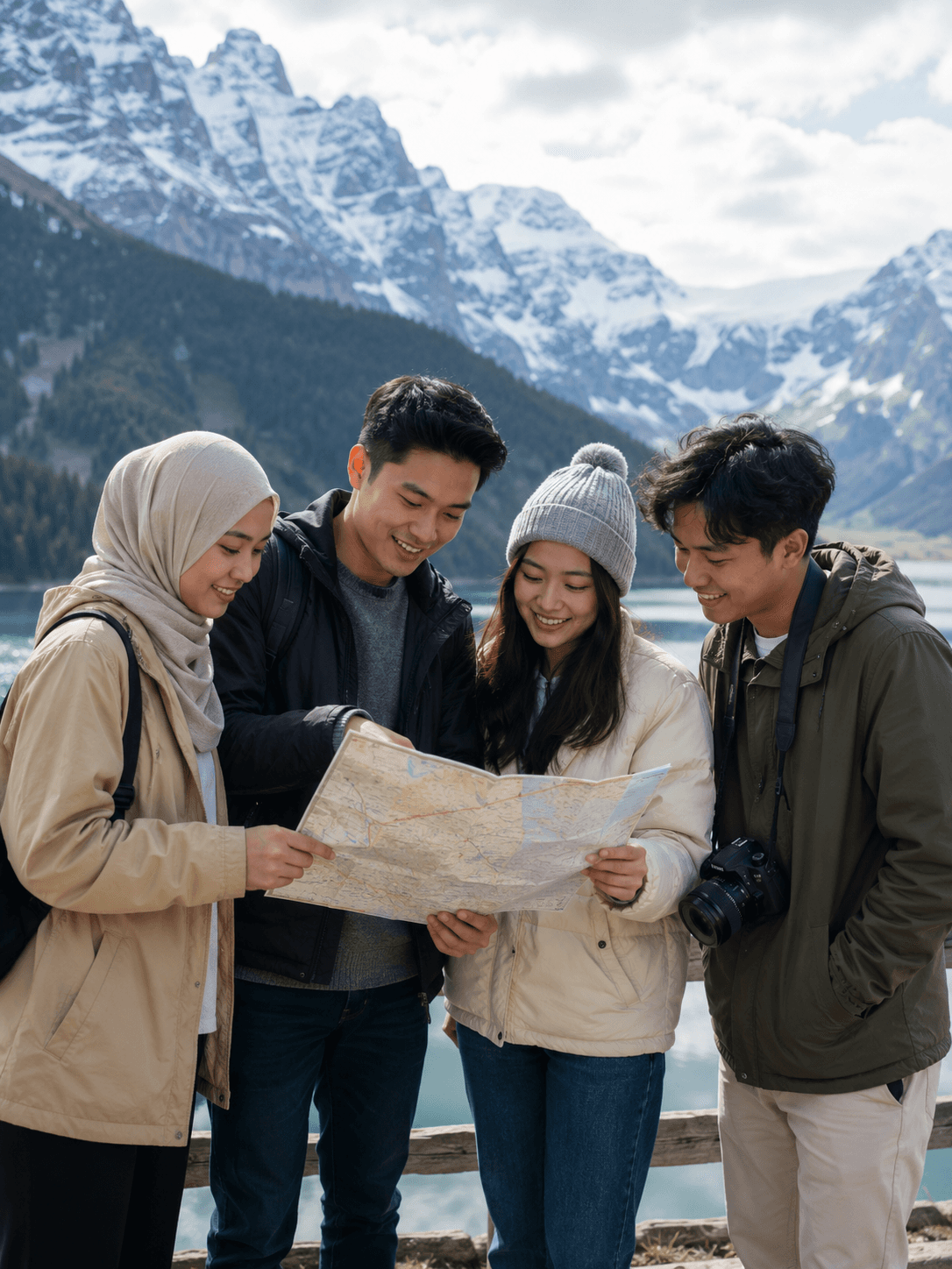 Travellers planning a personalised journey together