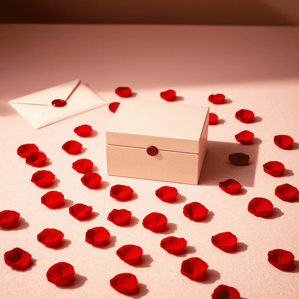 product photography of Valentine's Day or Love-themed keepsake boxes