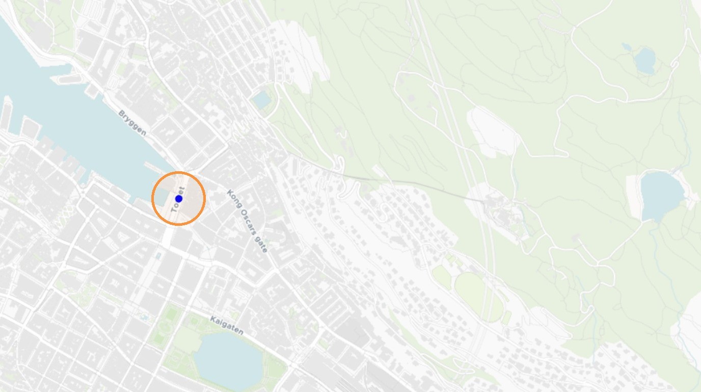 Steg 2: Klikk et sted å kartet for å begynne å tegne linjen.