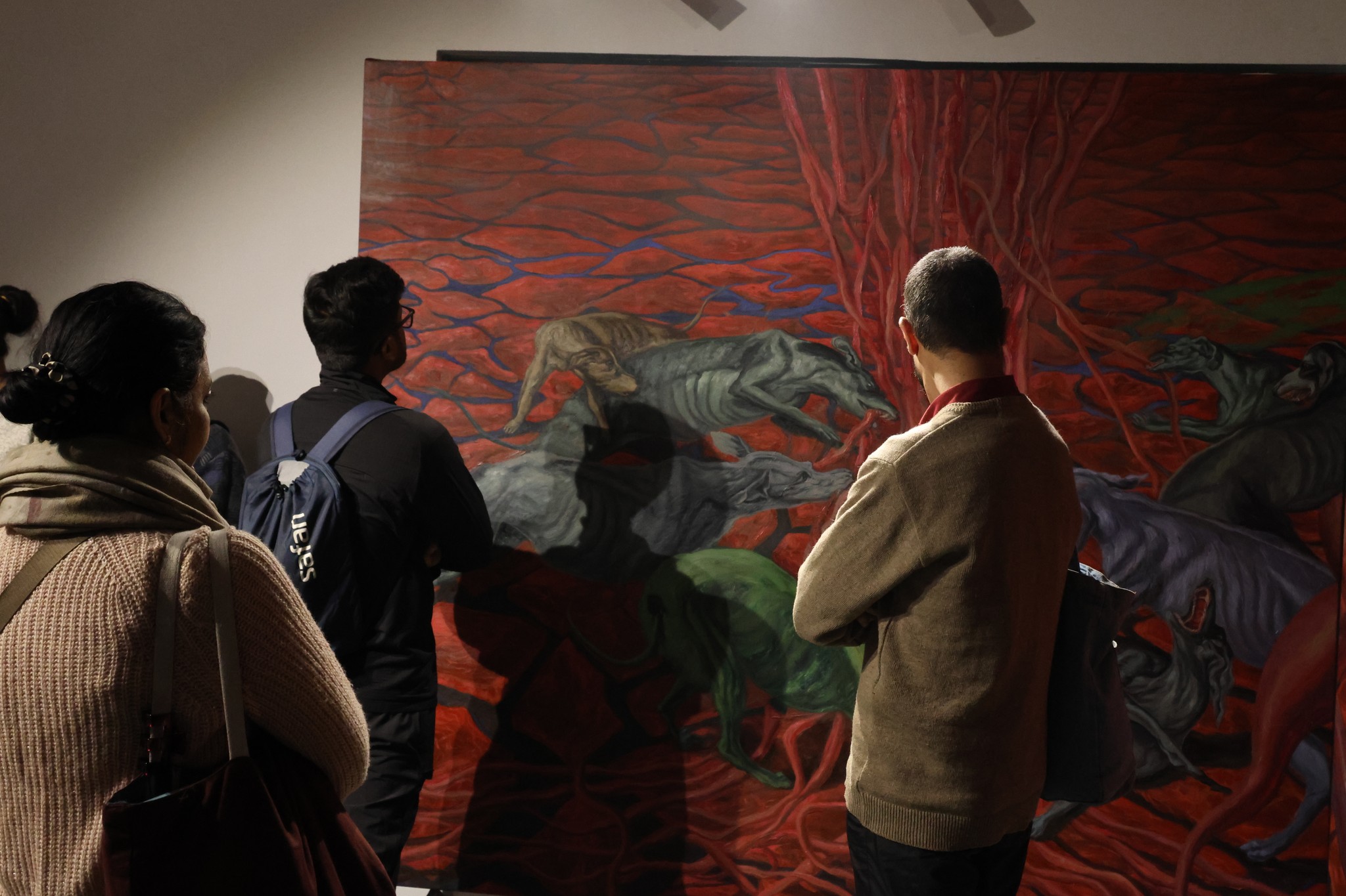 red and white abstract painting
