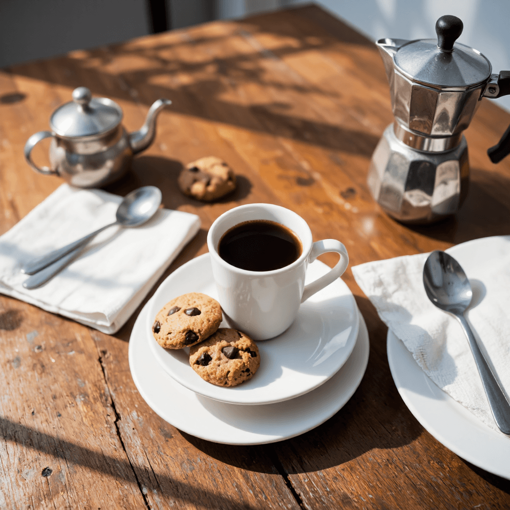 product photography of coffee and cookies