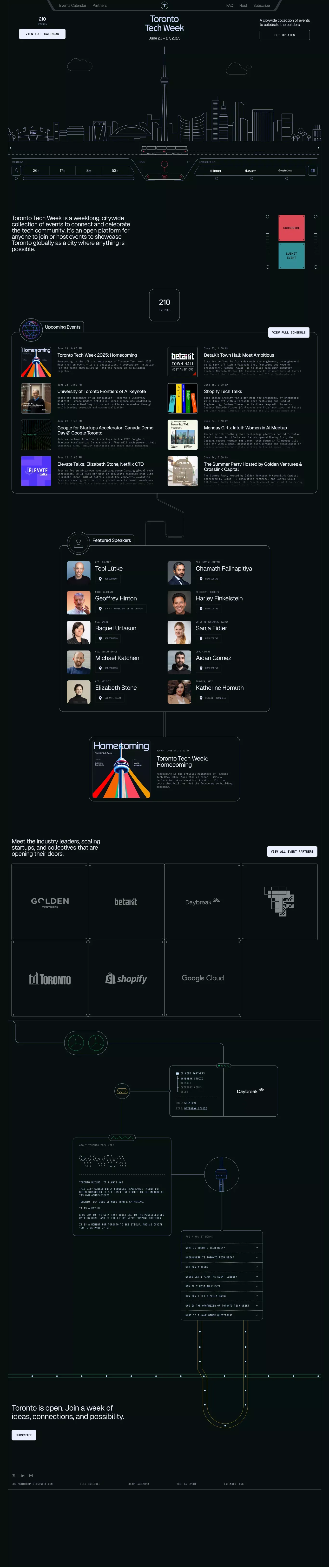 Toronto Tech Week 2025 / June 23 – 27 other page screenshot showcasing Event and Local Business design