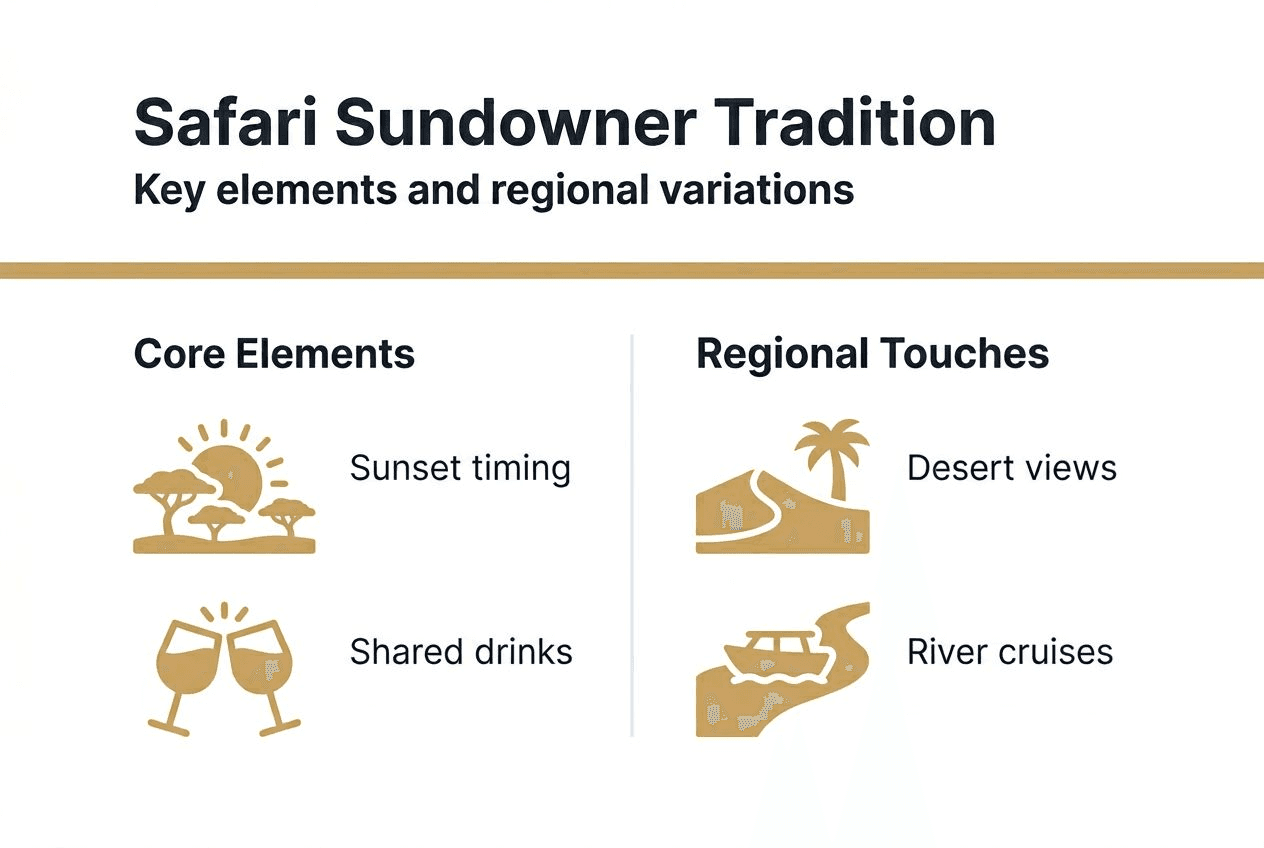 Infographic of sundowner tradition core elements and regions